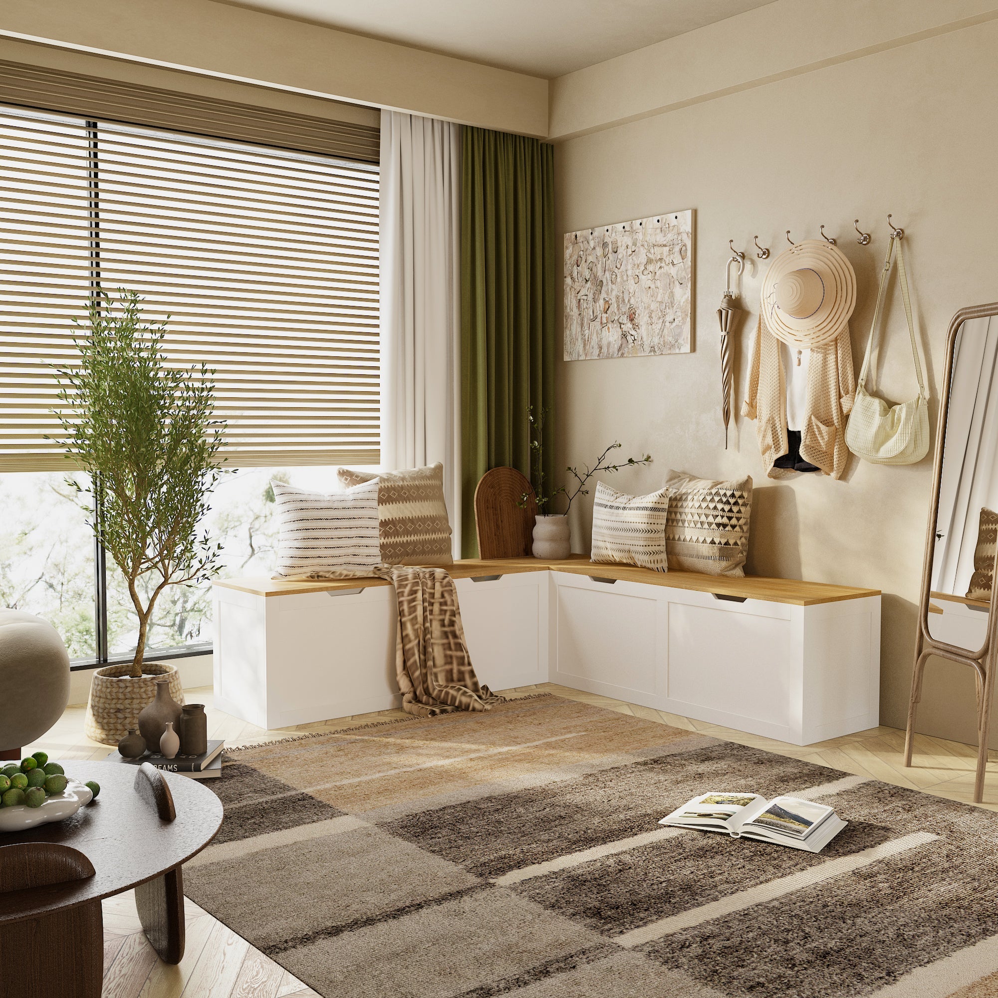 Corner Shoe Storage Bench