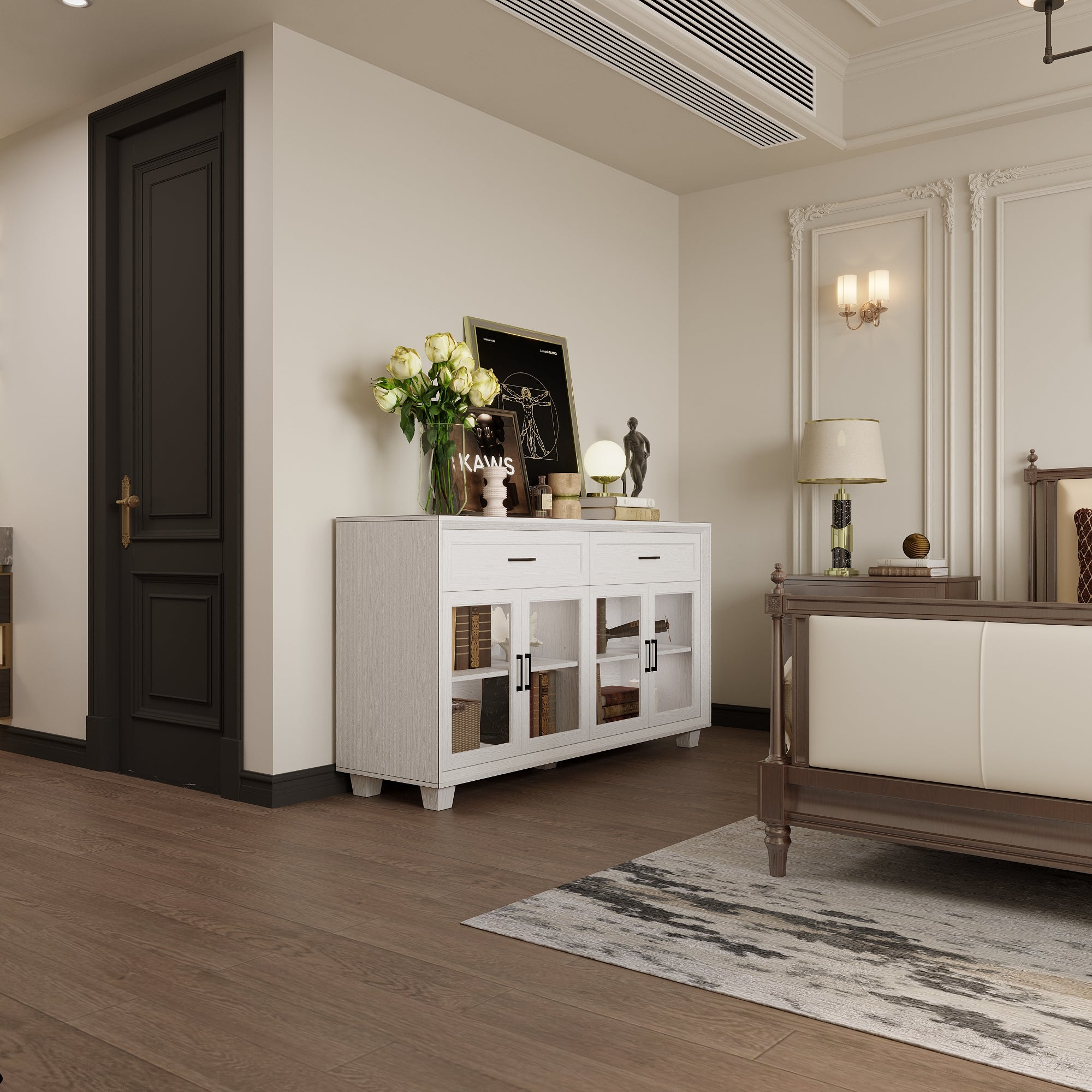 63" W Sideboard Cabinet Buffet Storage Cabinet