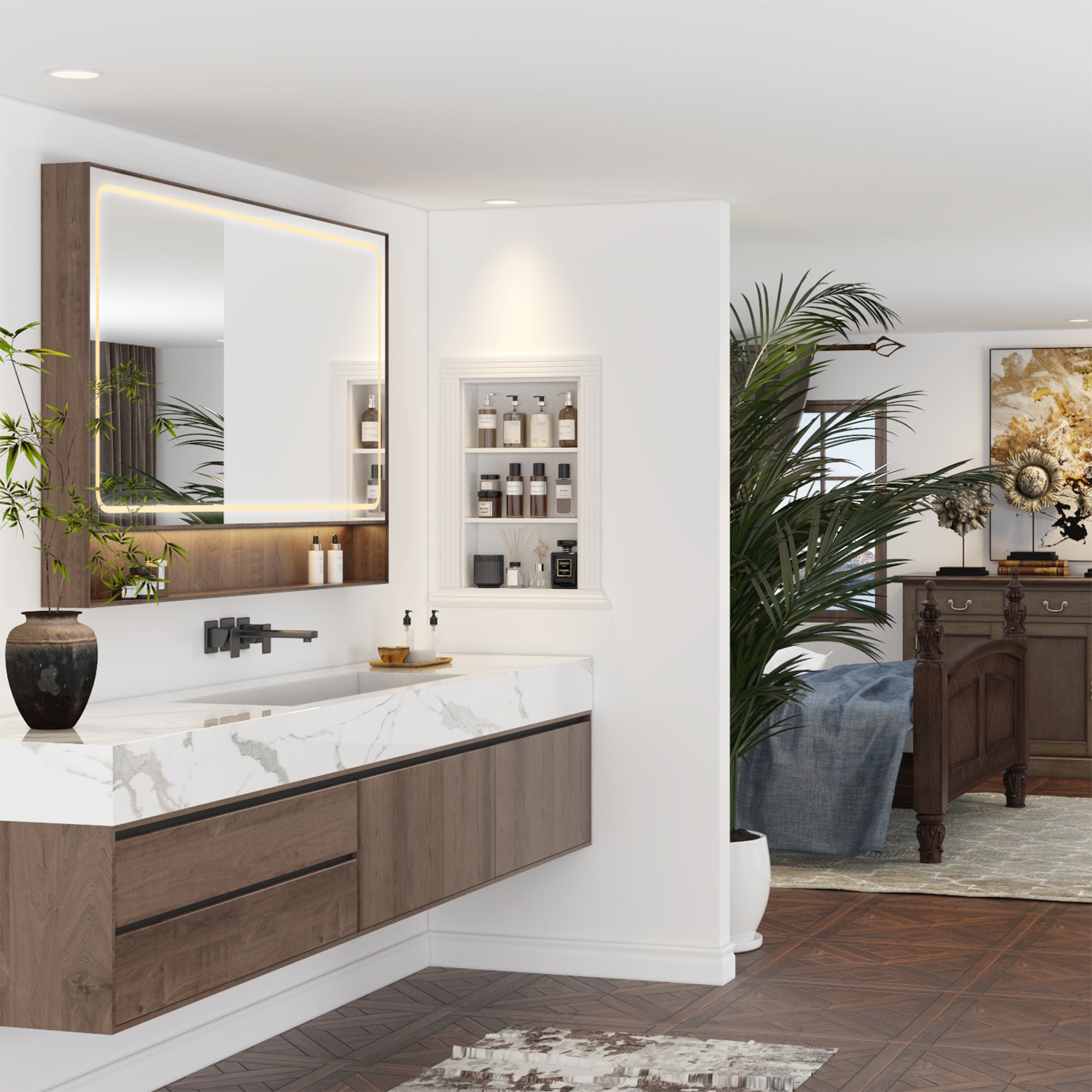 White Elegant Shower Niche