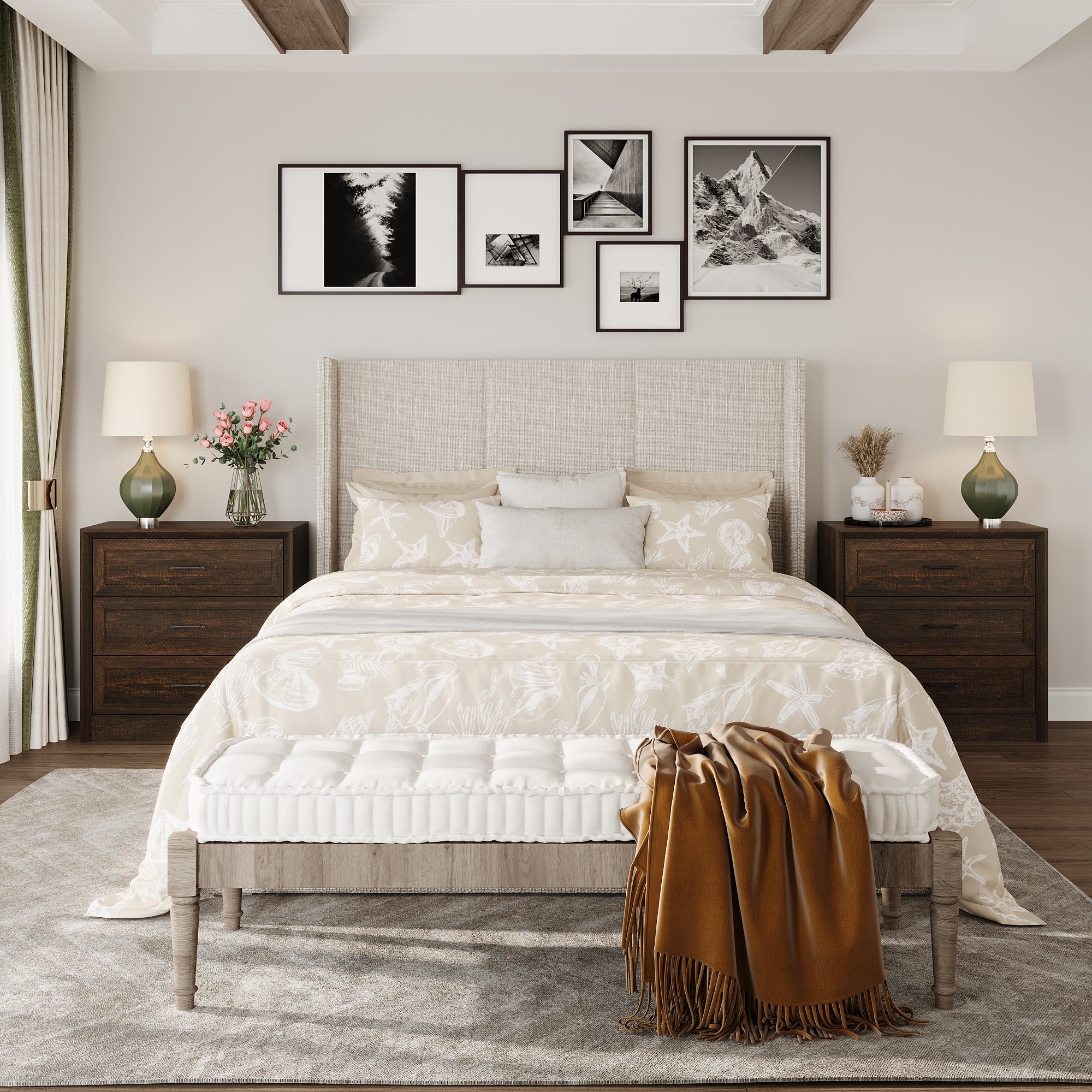 3-Drawer Nightstand With Wood Grain Finish