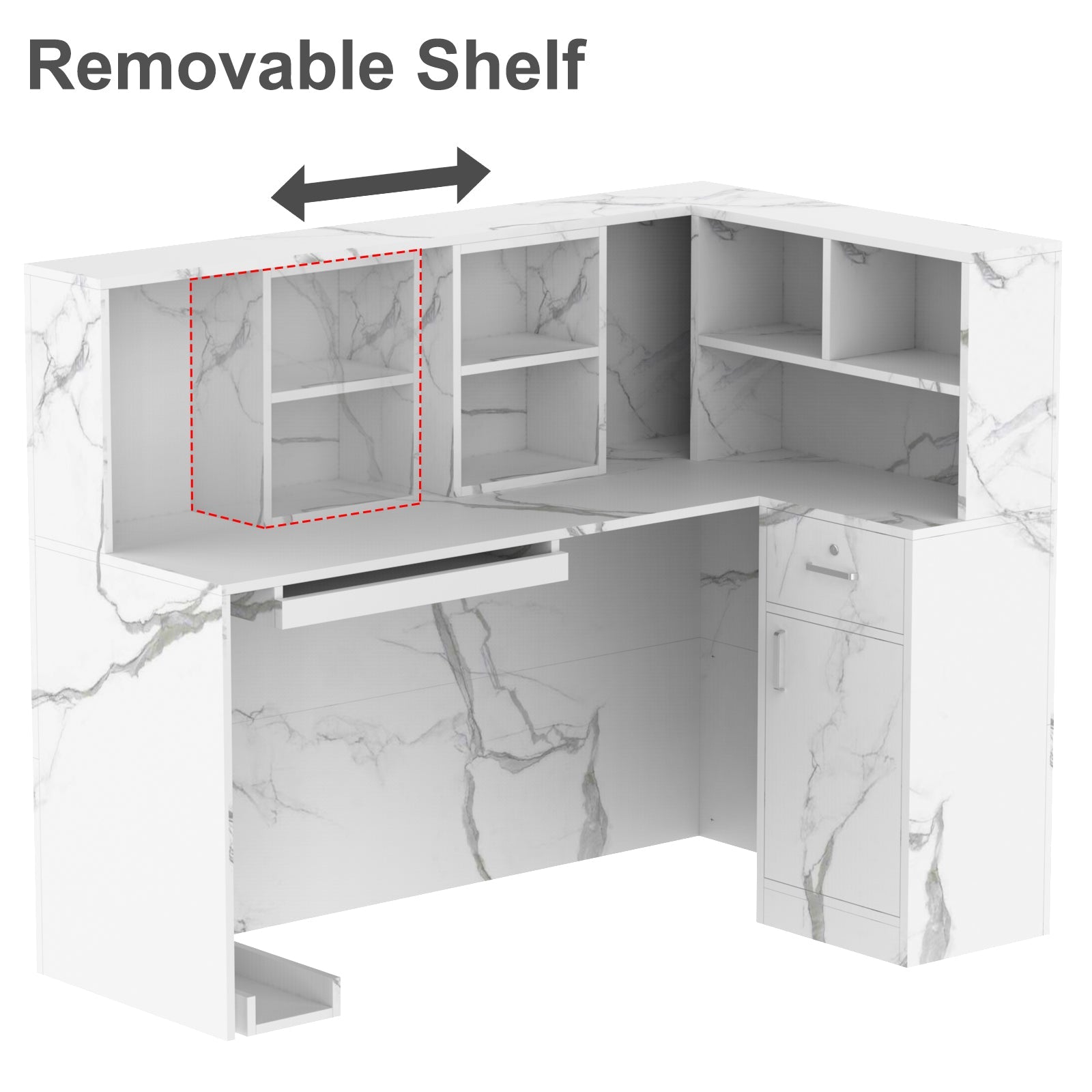 L-Shaped Reception Desk with Large Storage Filing Cabinets