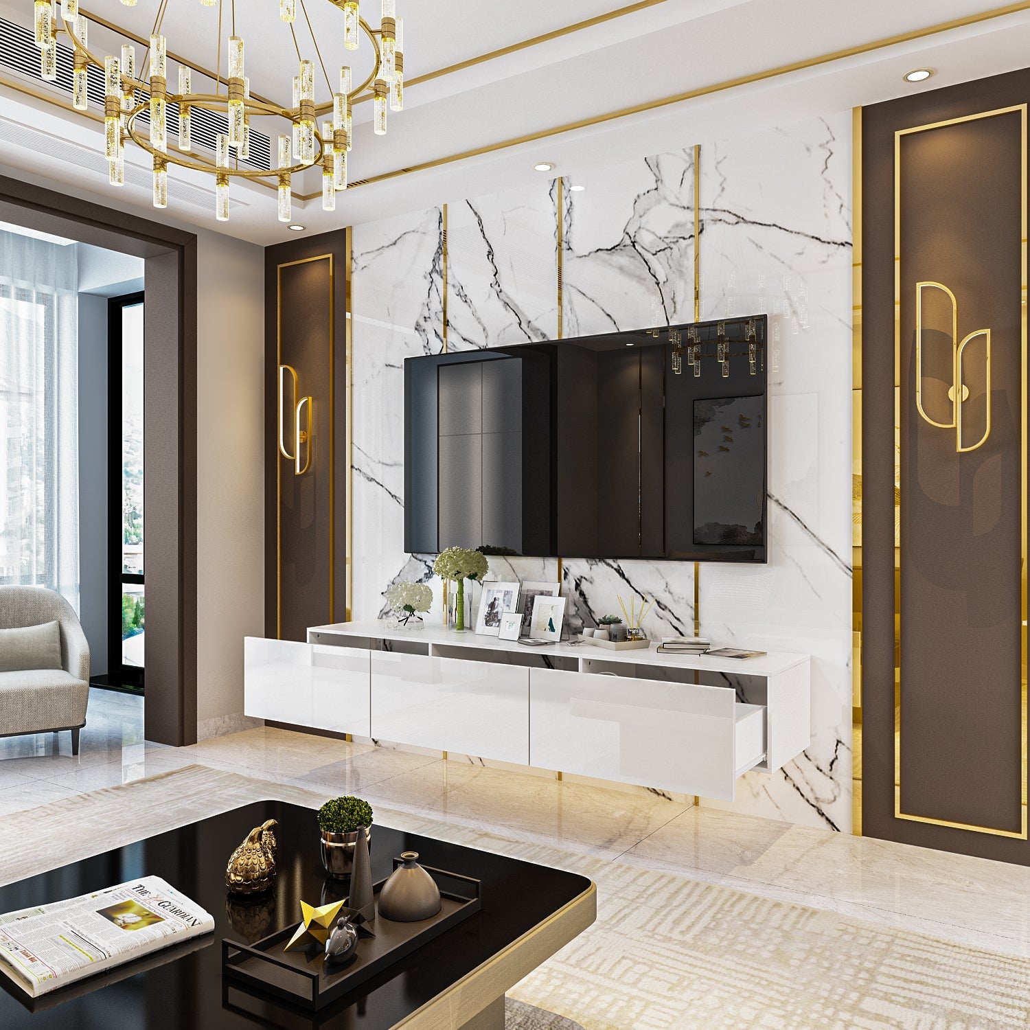 Floating TV Stand Wall Mounted Media Console Entertainment Center