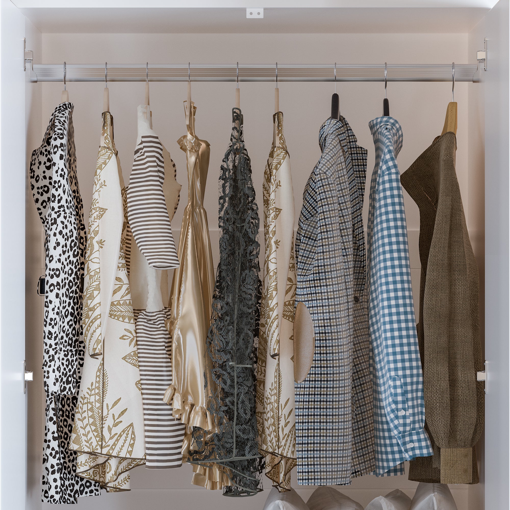 Modern Full-Length Mirrored Wardrobe With Multiple Drawers And Adjustable Shelving