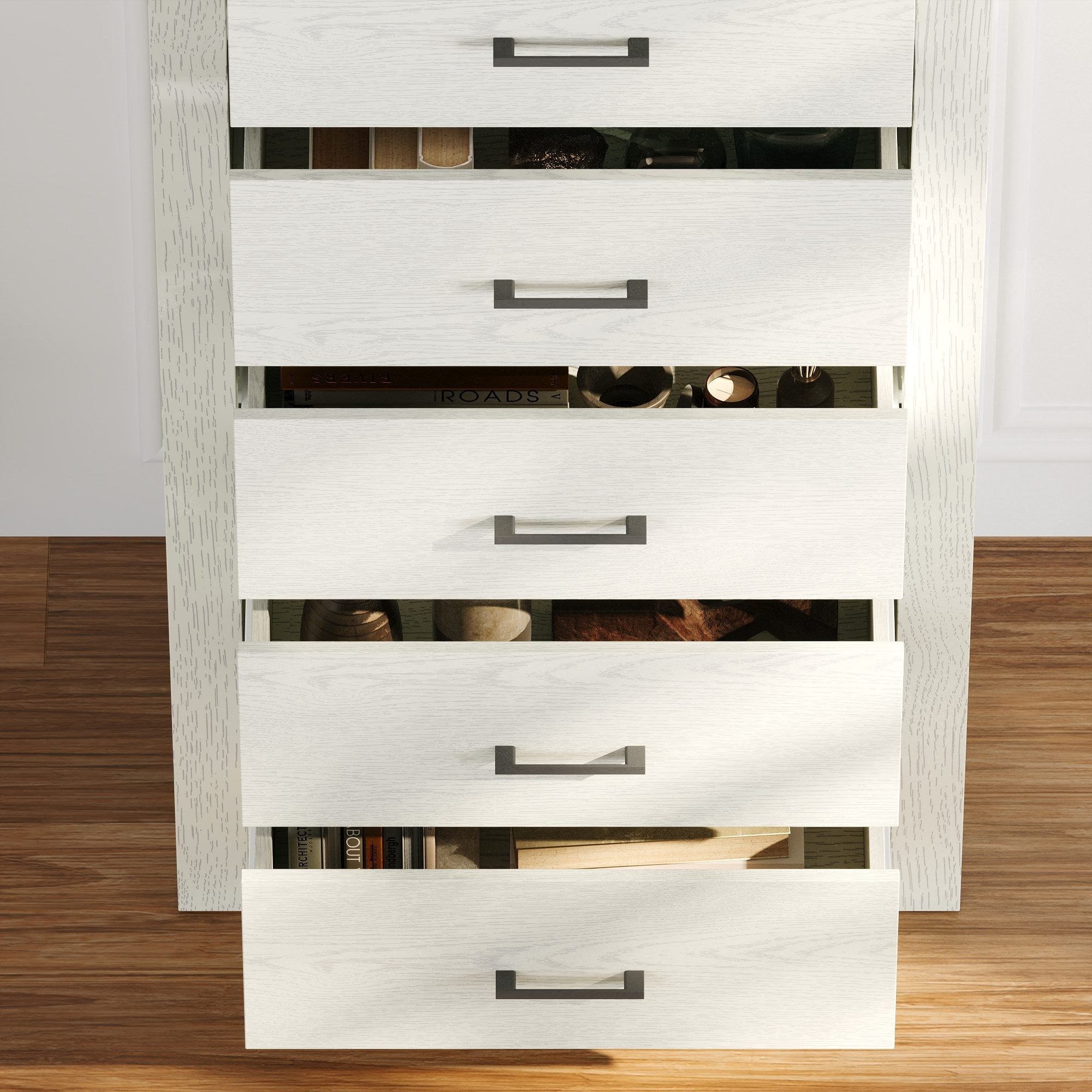 5 Drawer Vintage Woodgrain Accent Chest