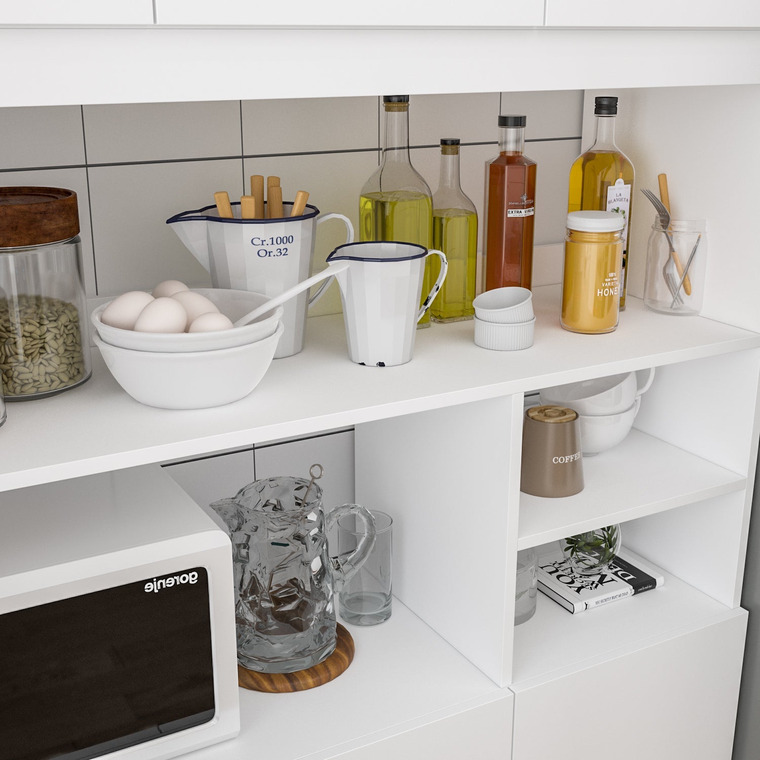 Large Storage Cabinet Kitchen Storage Cupboard with Doors Floor Cabinet for Living Room