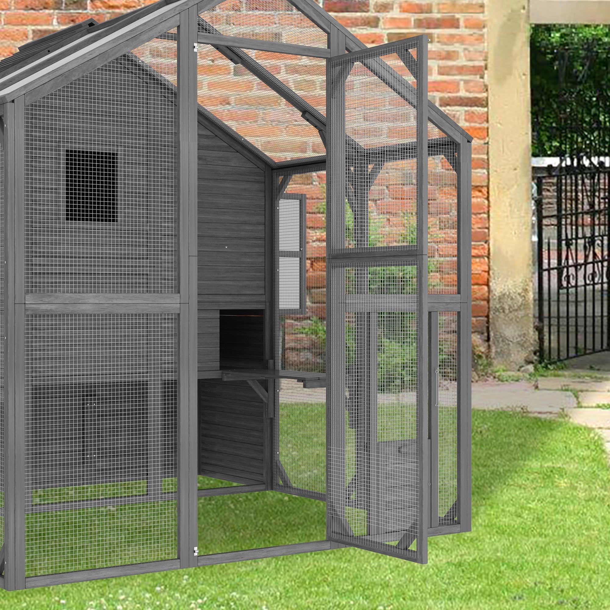 Large Outdoor Cat Enclosure with Cover and Multi-Level Design