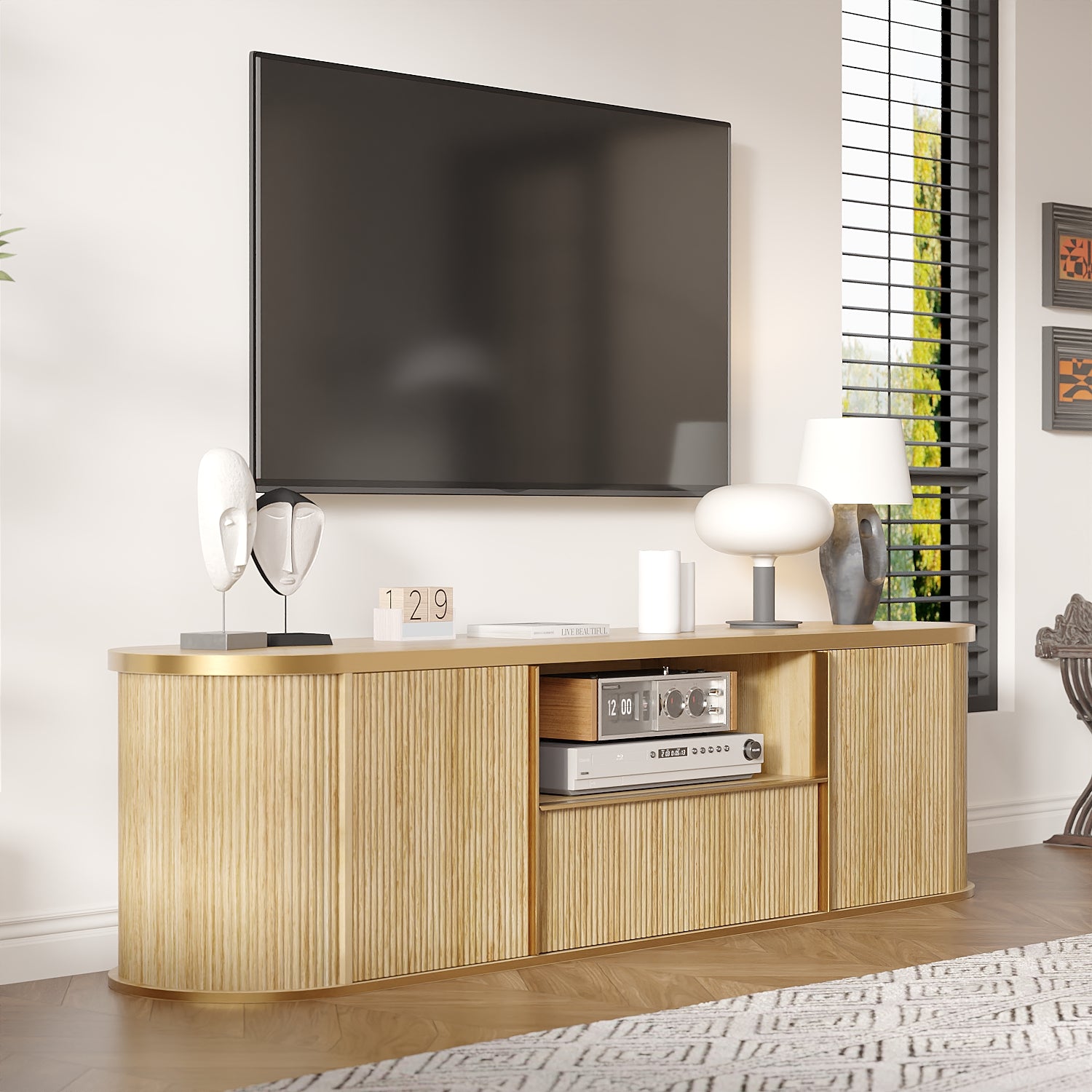 70'' W Symmetric L-Shaped TV Stand Media Console - Elevated Style Meets Everyday Entertainment