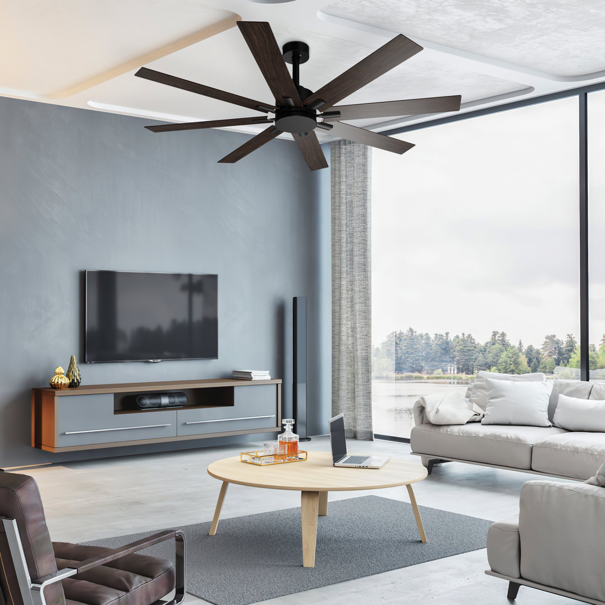 Ceiling Fan with 8 Reversible Blades Remote Control 2-Side Blades