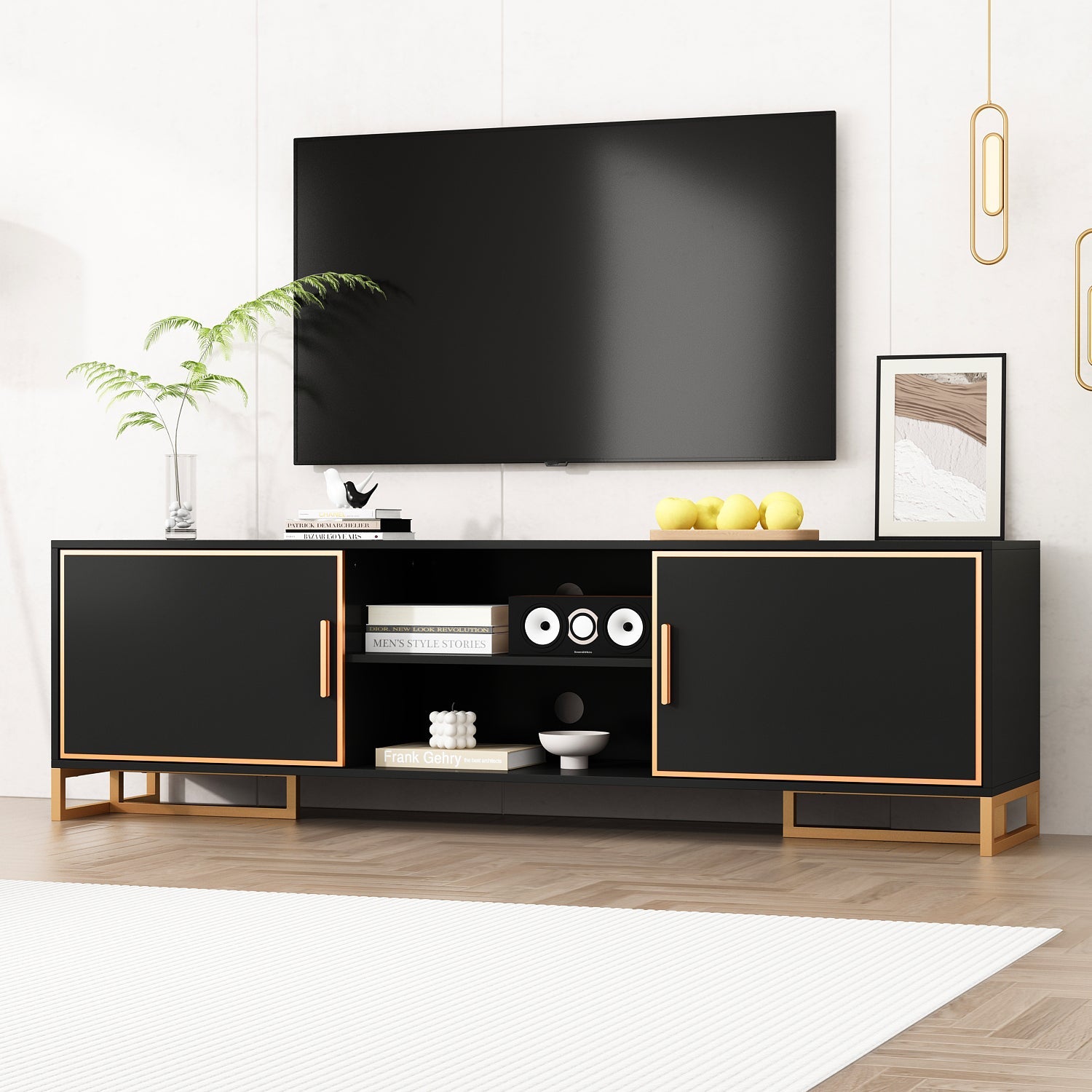 70.9'' W 2-Door TV Stand & Media Center With 2-Open Shelve