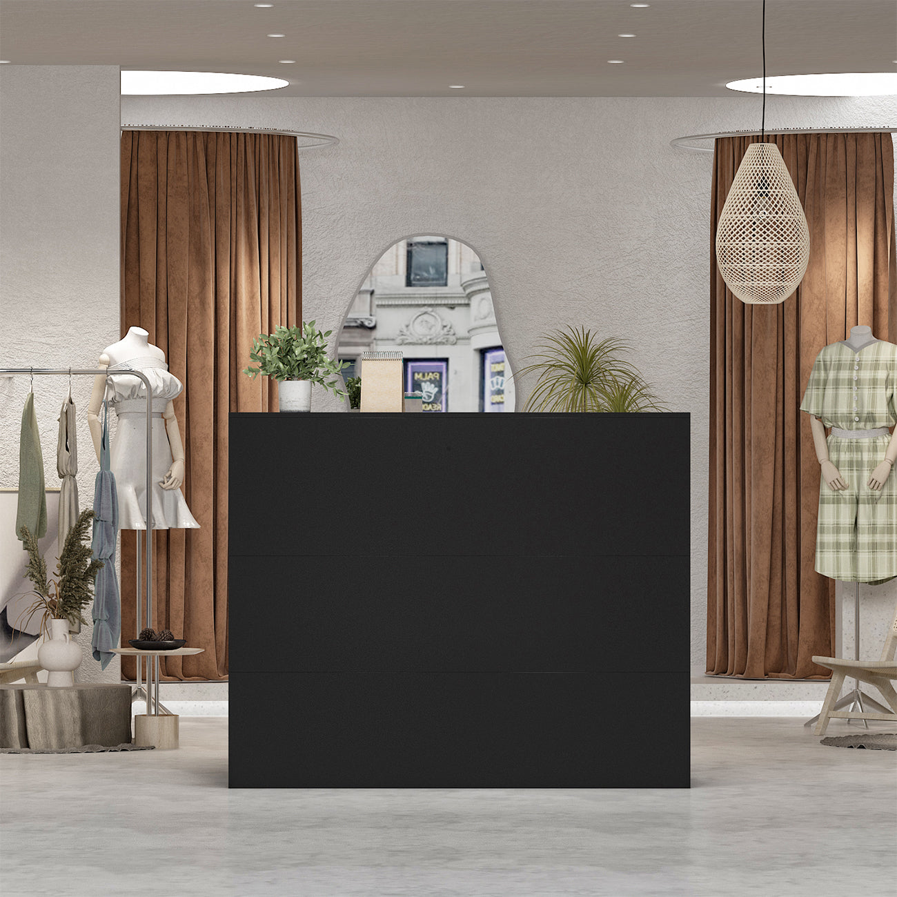 L-Shaped Reception Desk with Large Storage Filing Cabinets