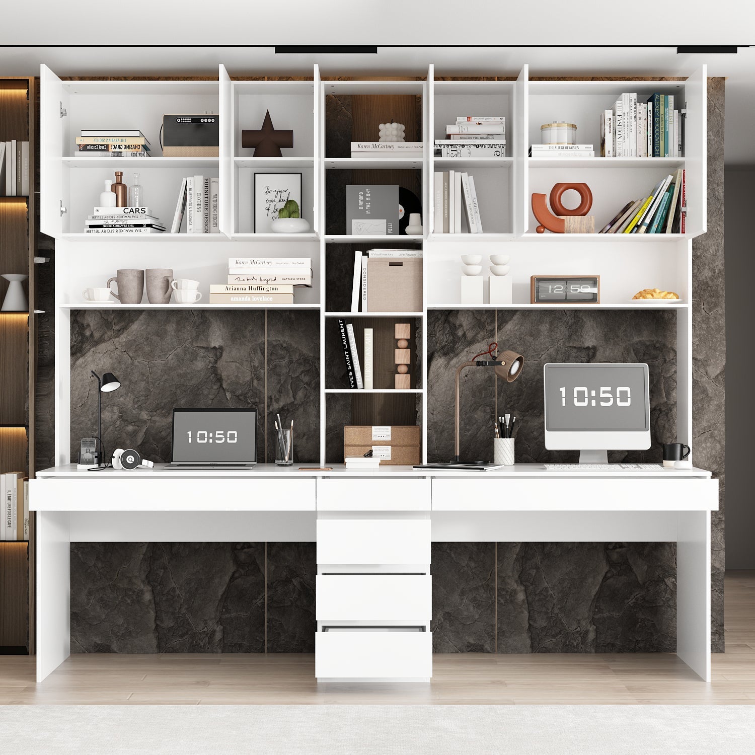 94.5"W Desk with Hutch