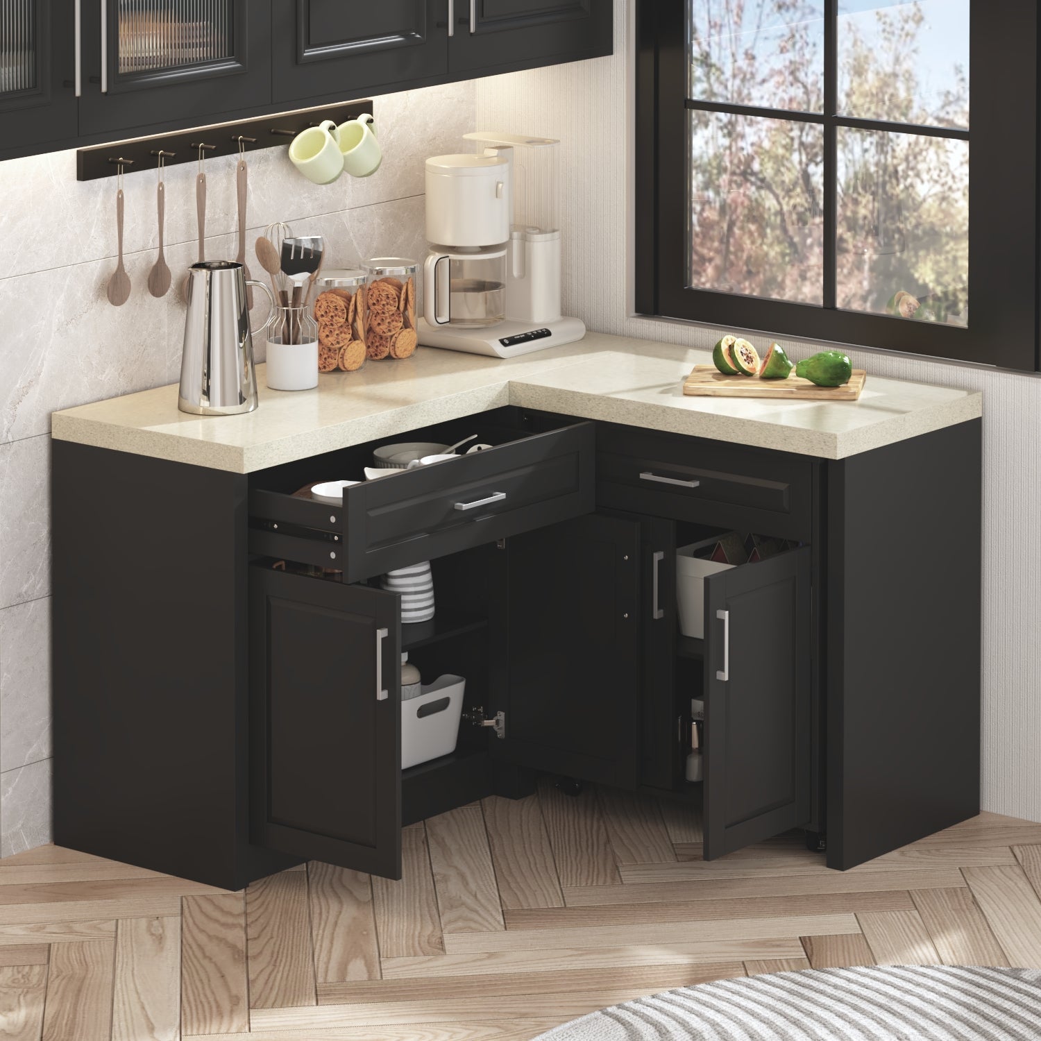 51"W Corner Kitchen Island