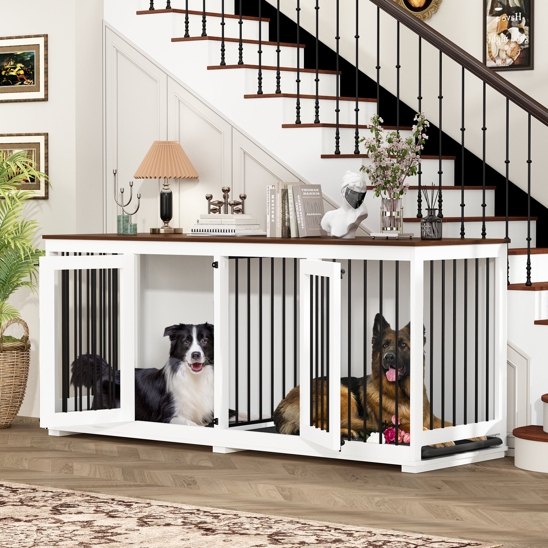 Large Dog Crate Furniture with Divider | FUFU&GAGA