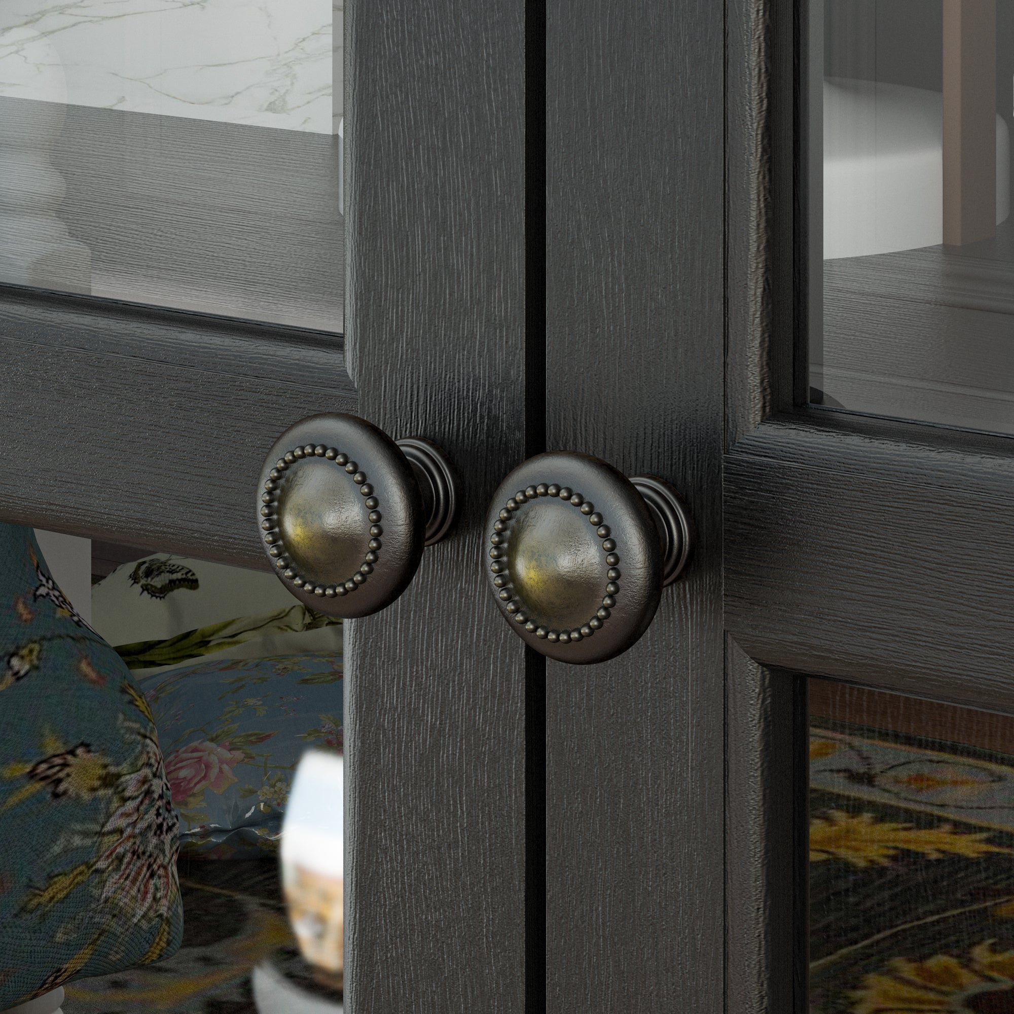 47.2"W Sideboard With 4 Glass Door Large Capacity Cabinet Home Storage