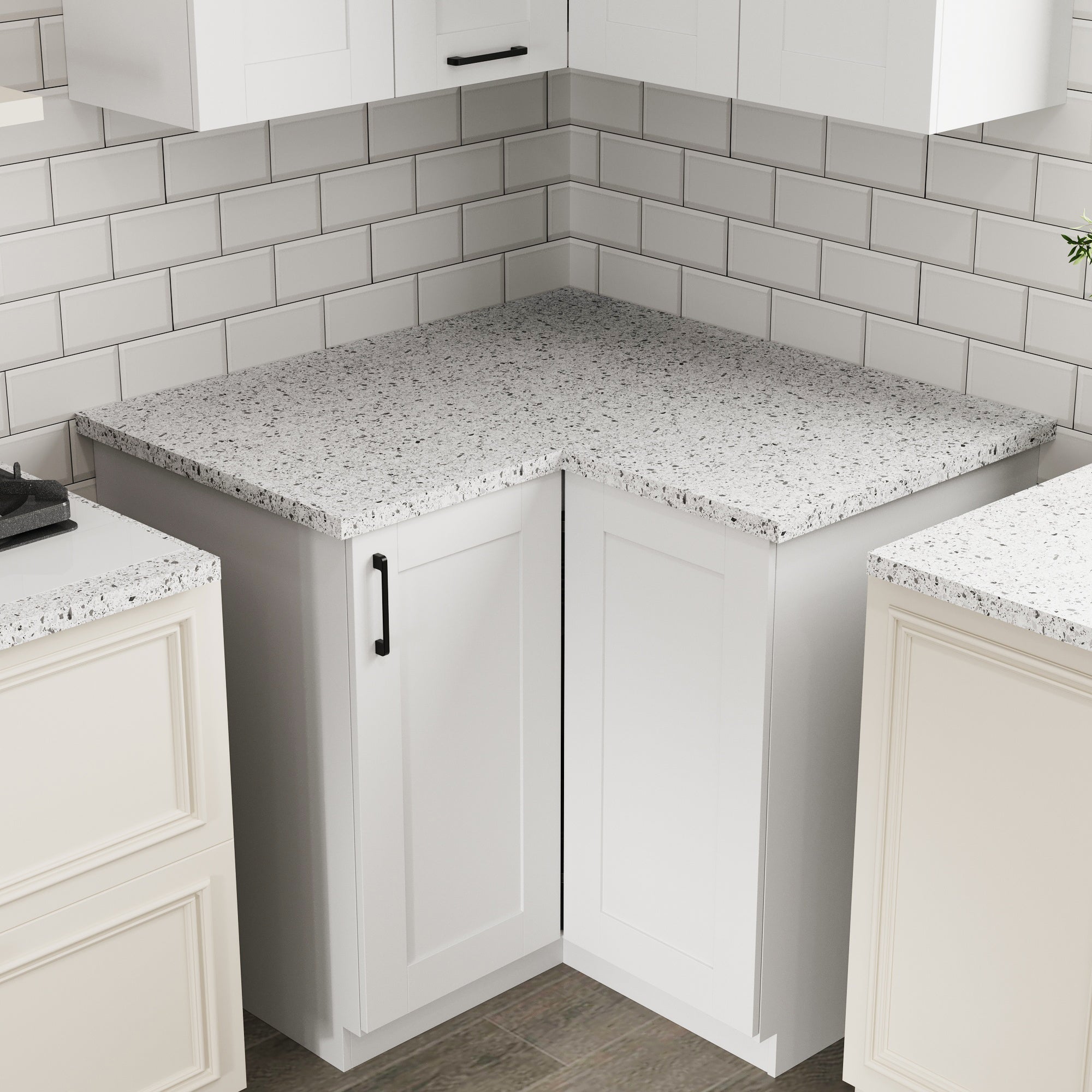 40 inch Modern White Kitchen Pantry Cabinet with Upper & Lower Cabinets