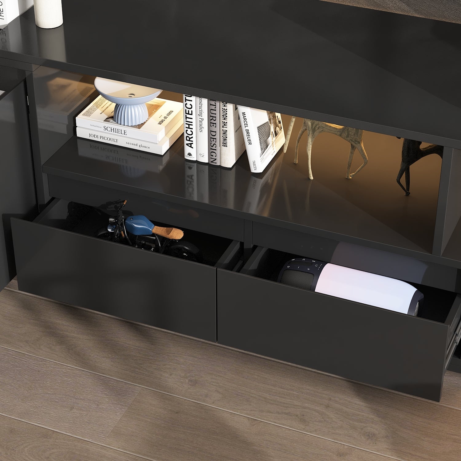 Modern Extendable Tv Stand With Adjustable Length And Led Light – Sleek Media Console For Living Room