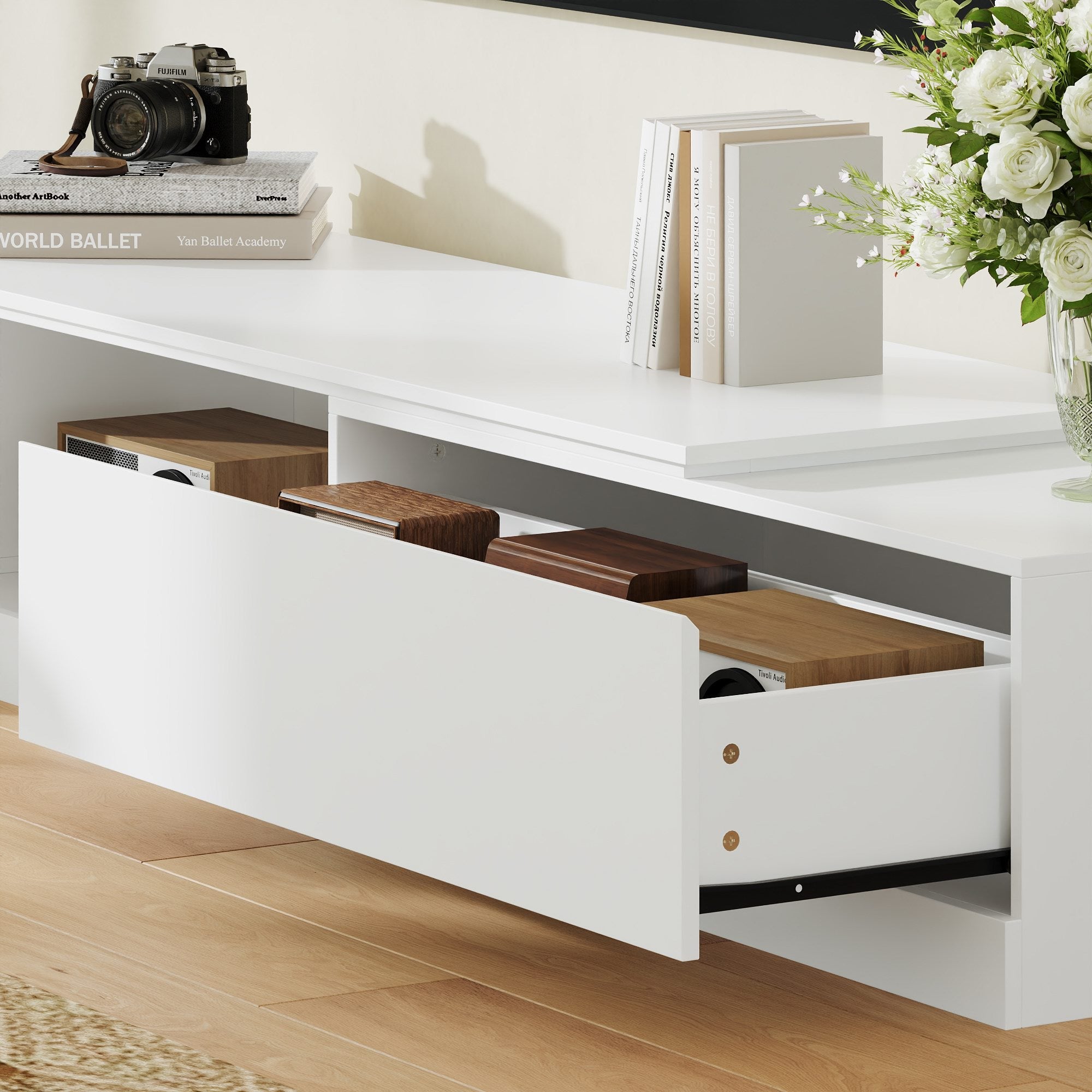 63'' W To 93.7'' W 2-Drawer Extendable TV Stand Media Center