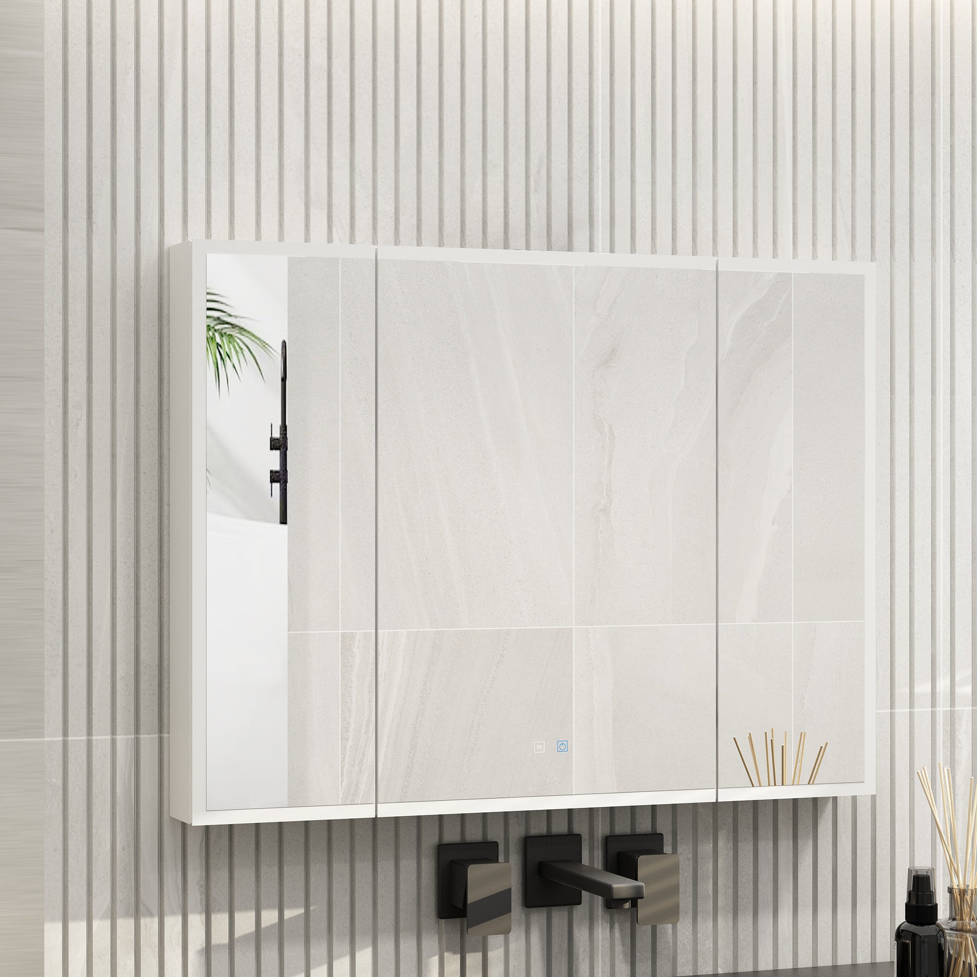 Bathroom Medicine Cabinet With Lights and Defogger(Triple Door)