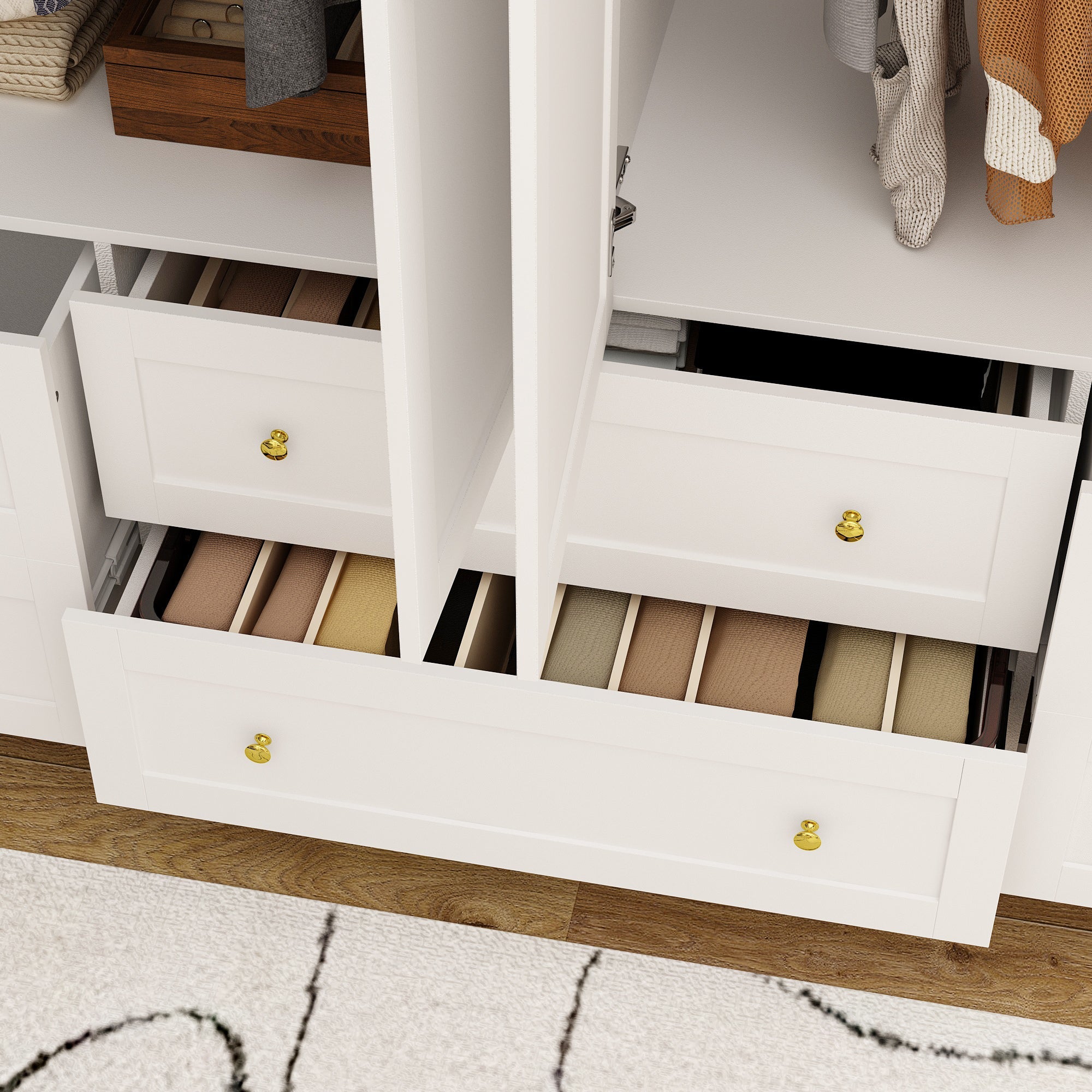 8-Door 6-Drawer Wardrobe With Top Cabinet And Modern Design