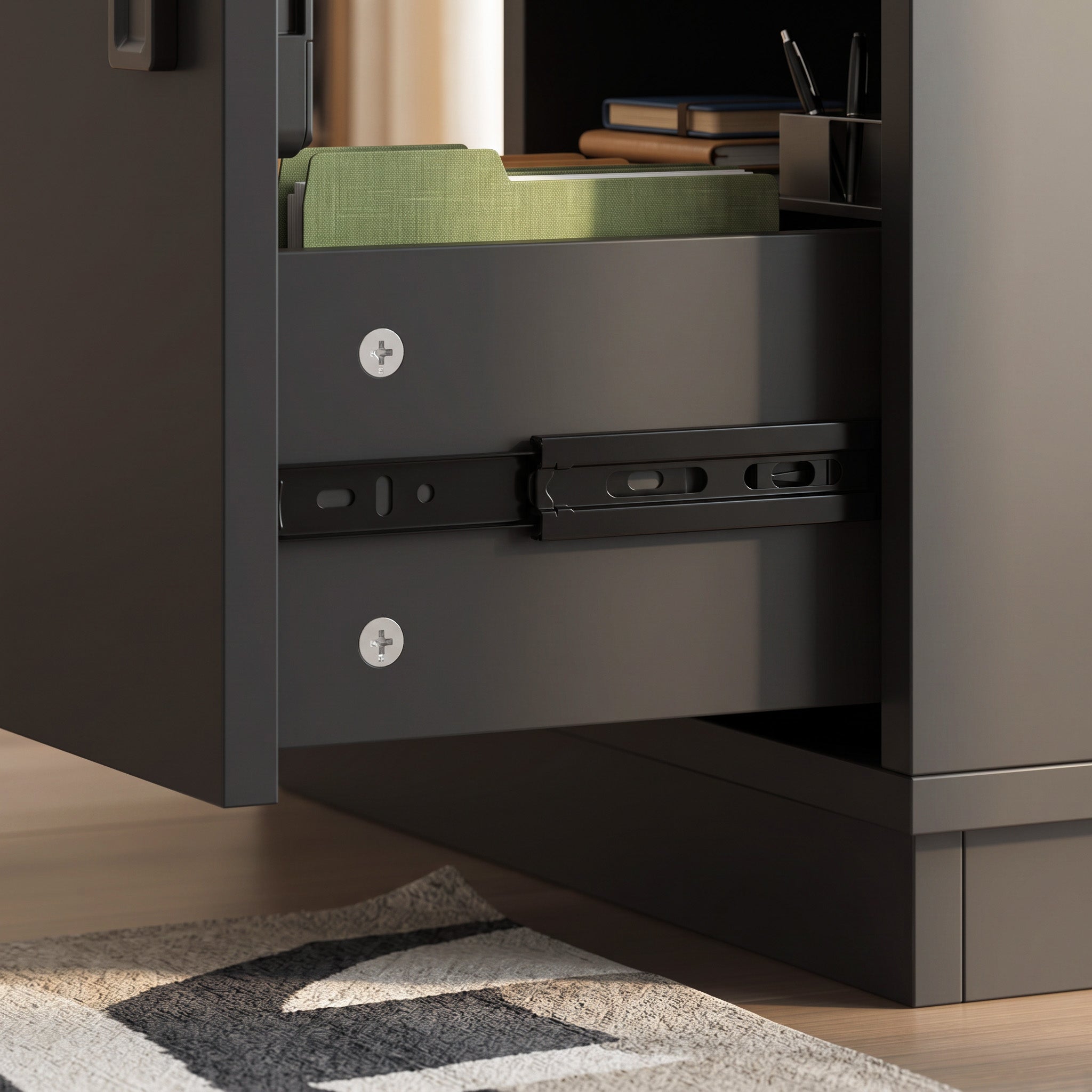63" Modern Standing Desk with Pegboard Organizer and Keyboard Tray