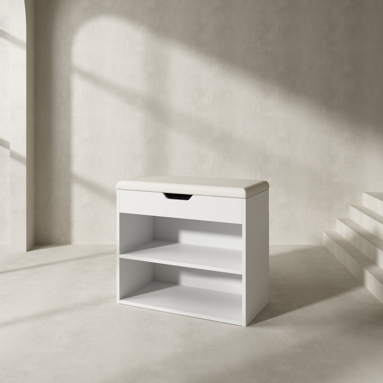 Shoe Storage Bench Shoe Rack Upholstered Pad with 2 Compartments