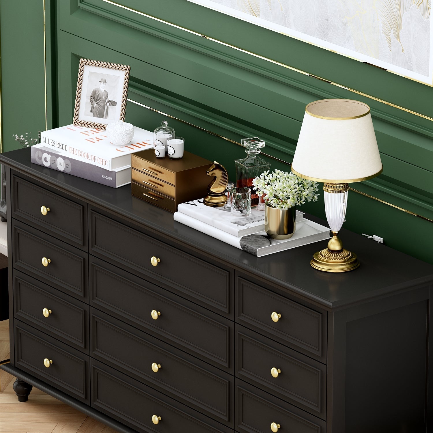 Dresser with 12 Drawers Chest of Drawers Triple Dresser Wide Console Table