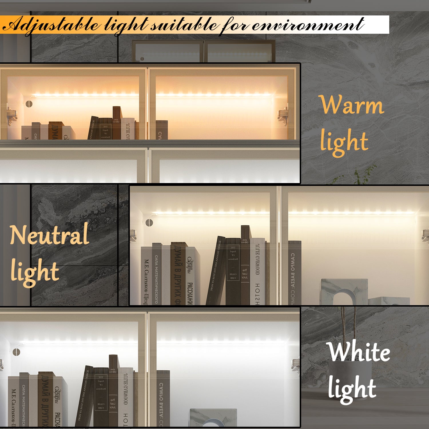 Display Cabinet With Adjustable Lights And Tempered Glass Door