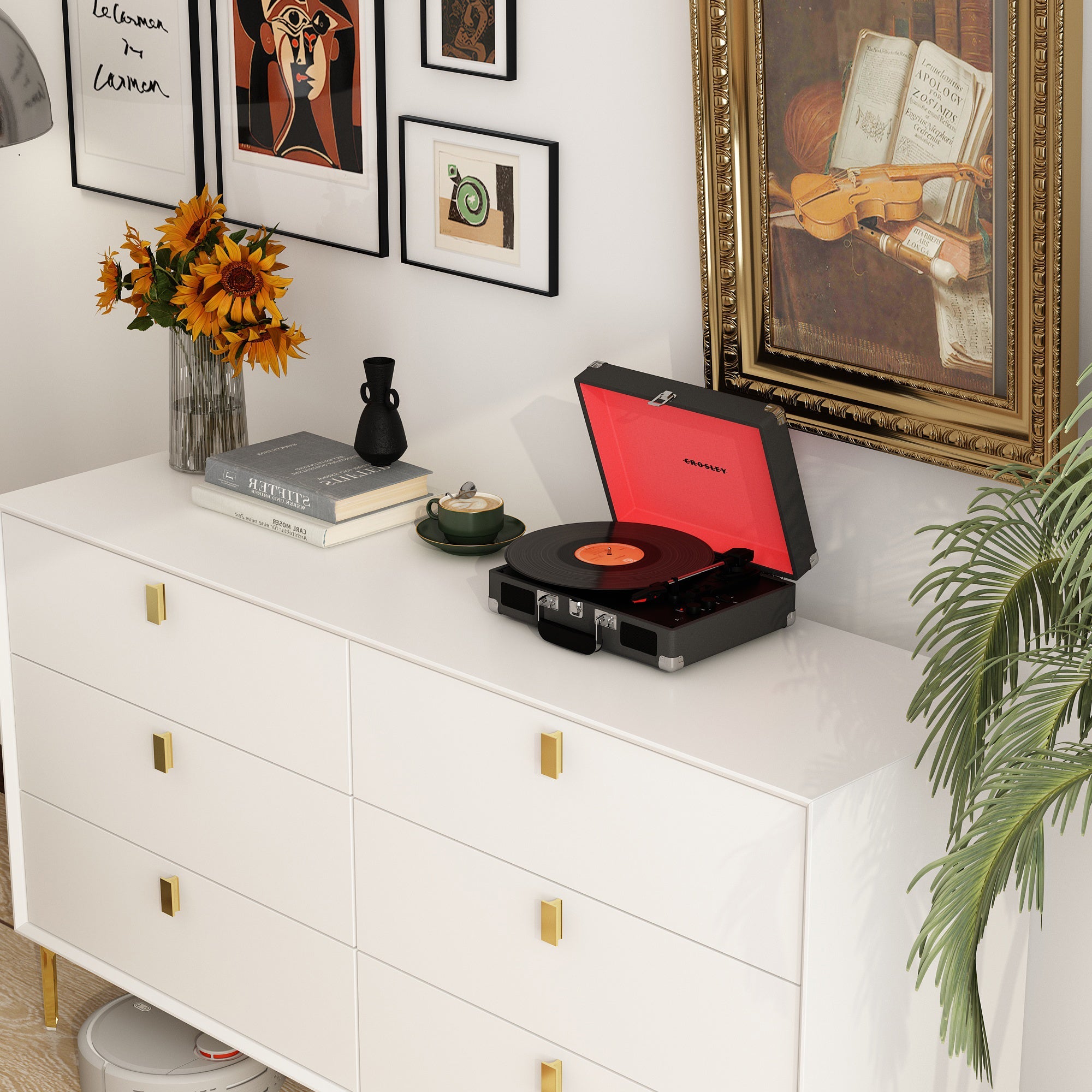 6-Drawer Dresser Buffet Sideboard for Home Storage with Metal Legs