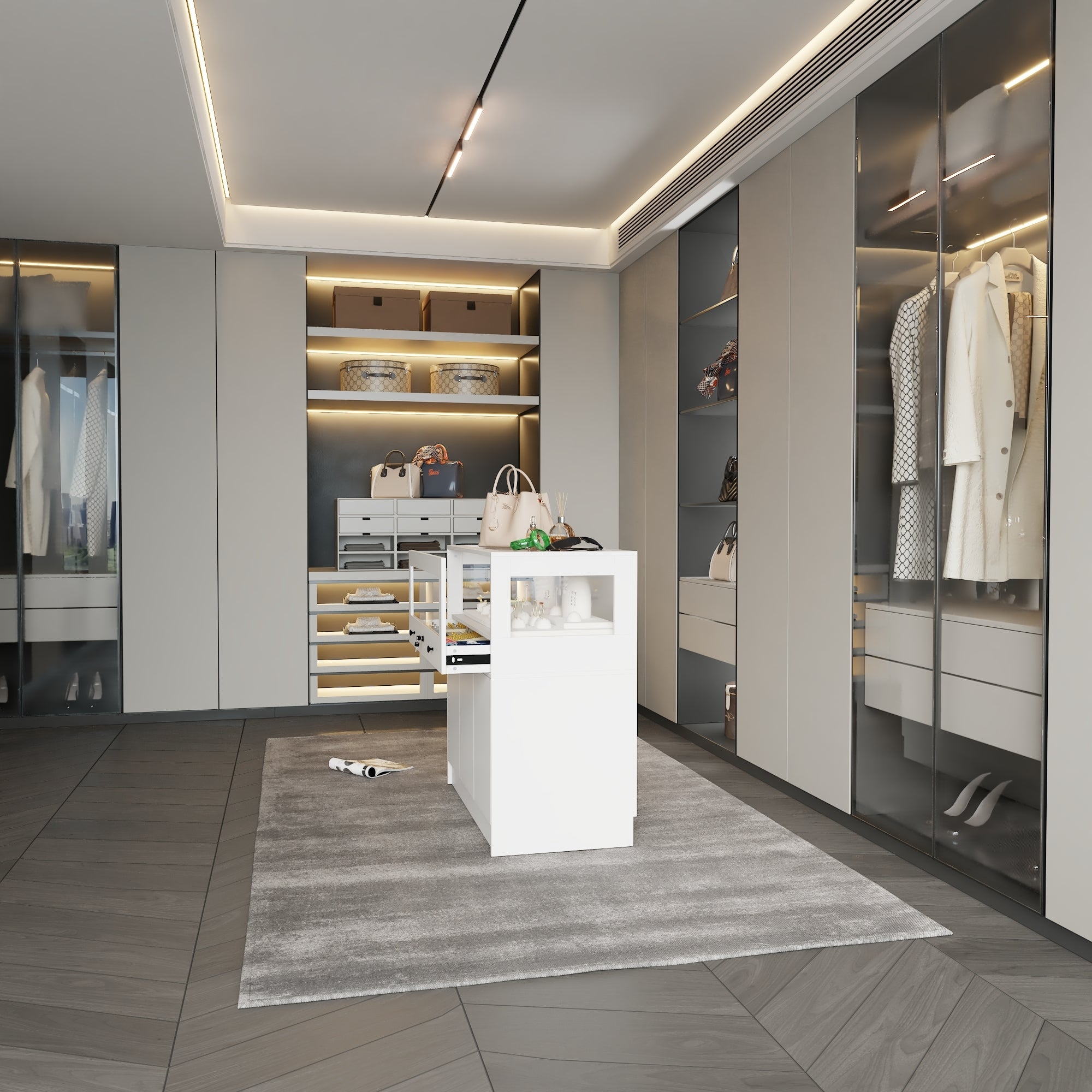 Elegant Jewelry Display Cabinet With Lock And Tempered Glass - 39.4" X 19.7" X 39.4"