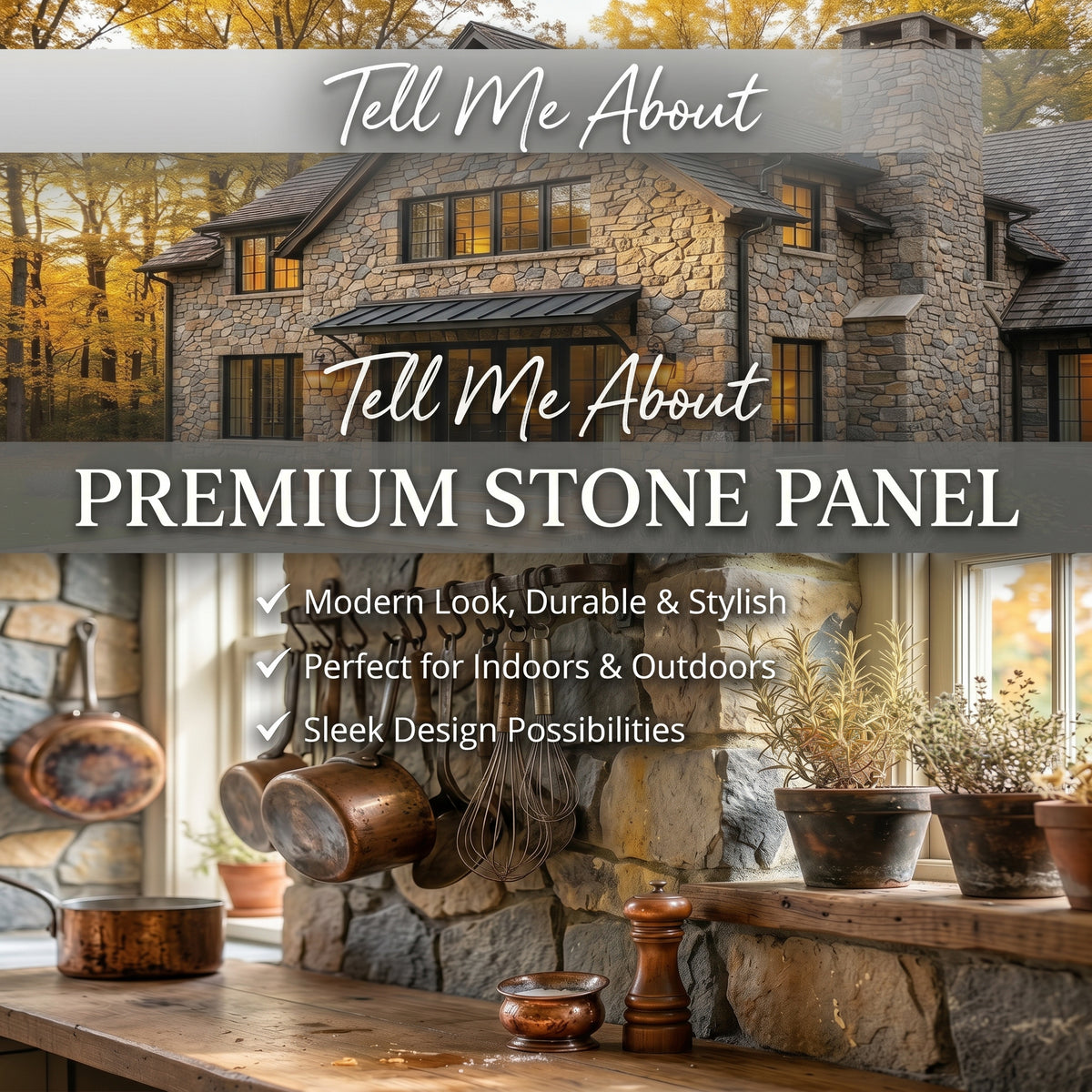 Mixed Color River Rock Faux Stone Wall Panel Set of 6, Lightweight Indoor & Outdoor Decor Wall Panels