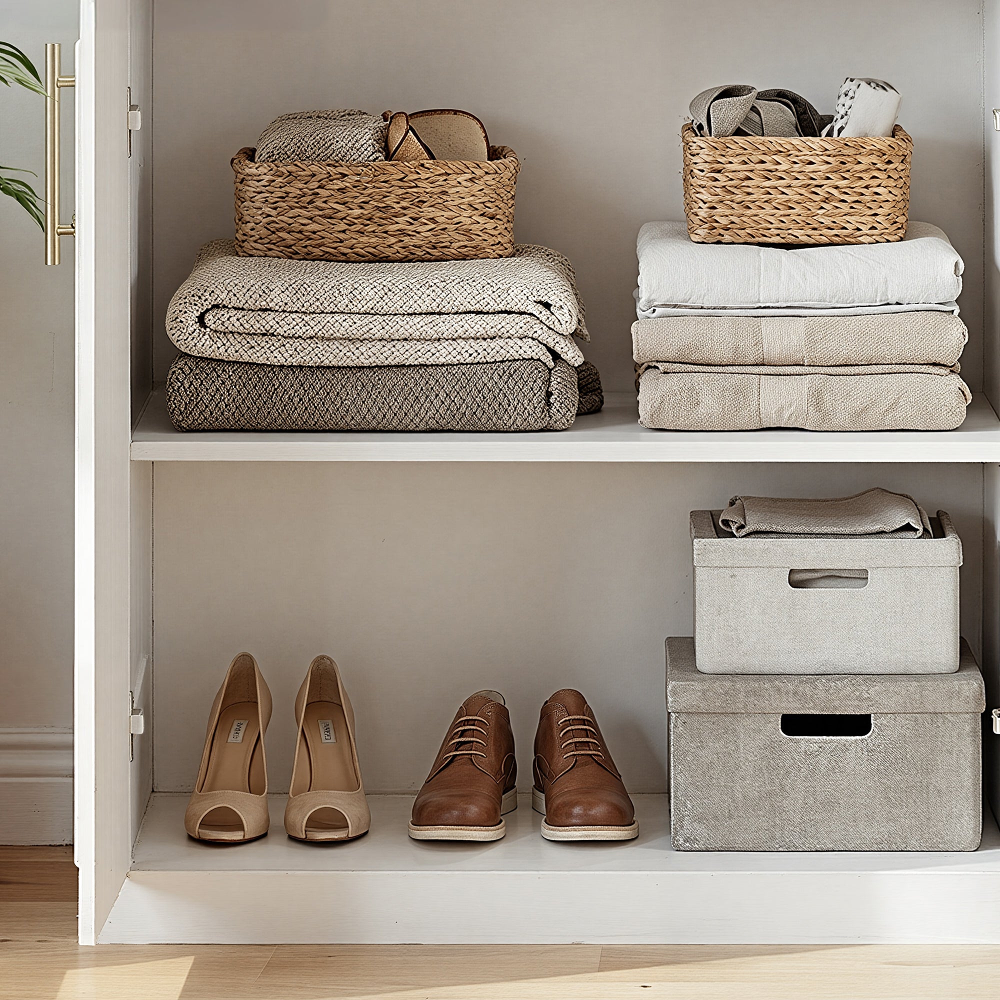 31.7 inches Modern White 4-Door Armoire