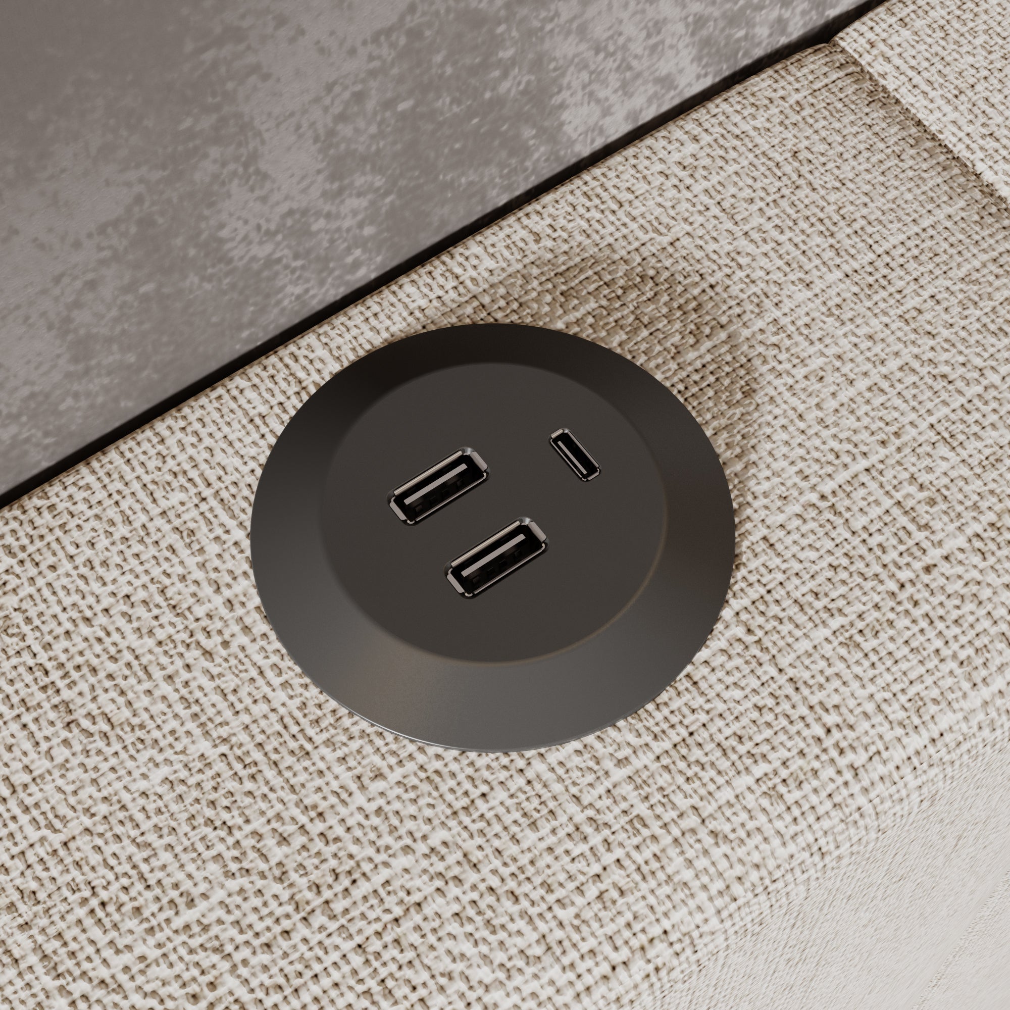 Modern Upholstered Platform Bed Frame With USB Ports, Tufted Polyester Headboard And MDF Slat Support – Mattress Not Included