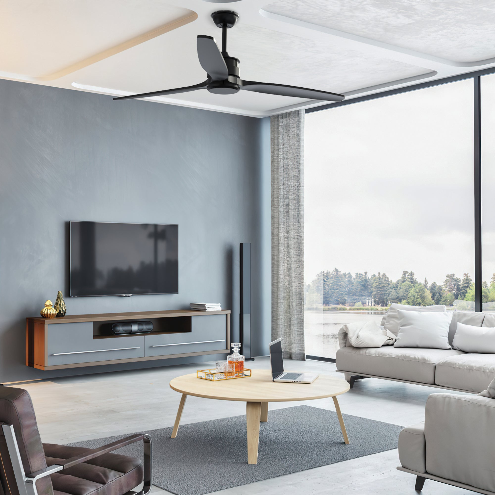 Ceiling Fan Remote Control DC Motor with 6 Speeds 2 Down Rods Outdoor Ceiling Fan