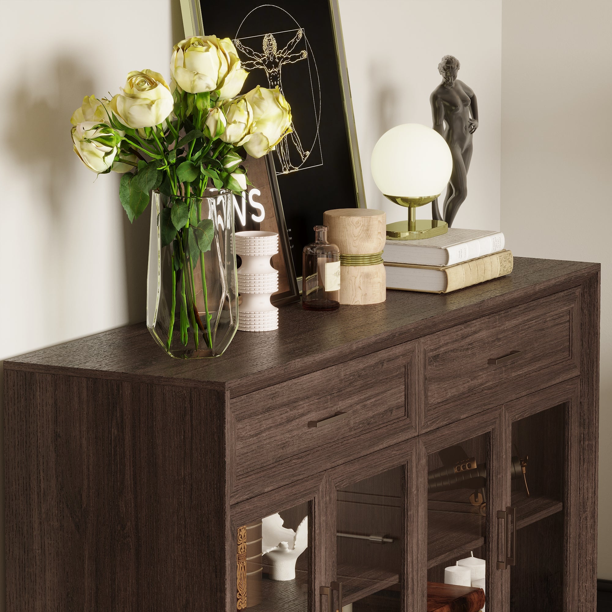 63" W Sideboard Cabinet Buffet Storage Cabinet