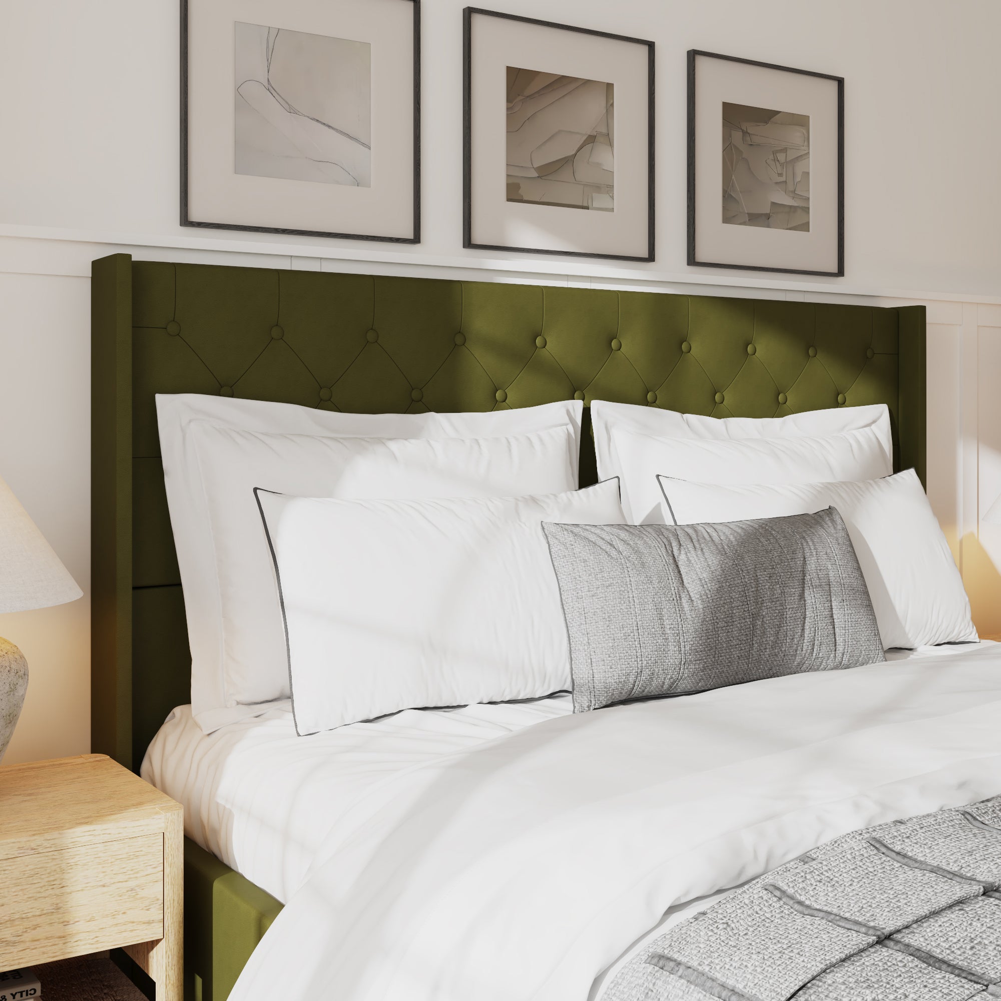 King Size Upholstered Bed With Sturdy Frame