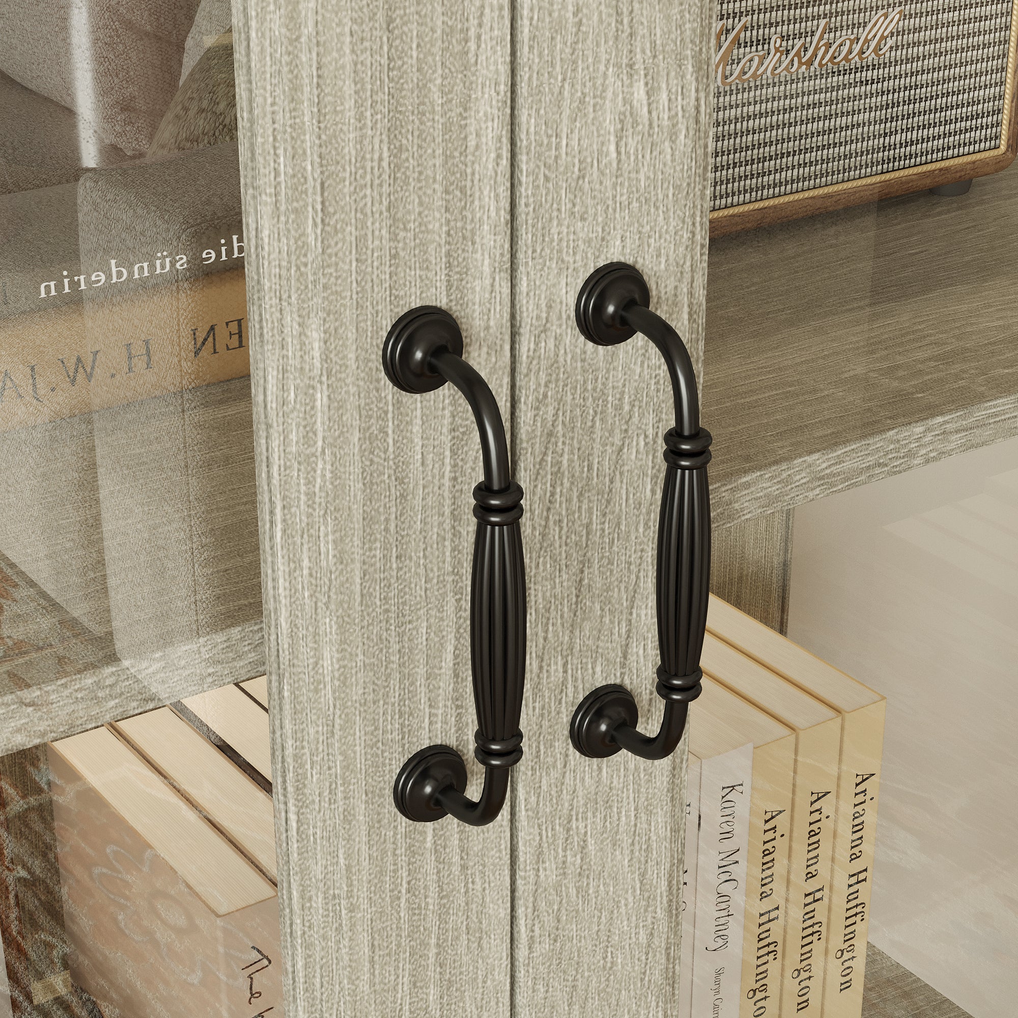 69.3'' H X 32.5'' W 4-Tier Display Bookcase With Glass Door And Light