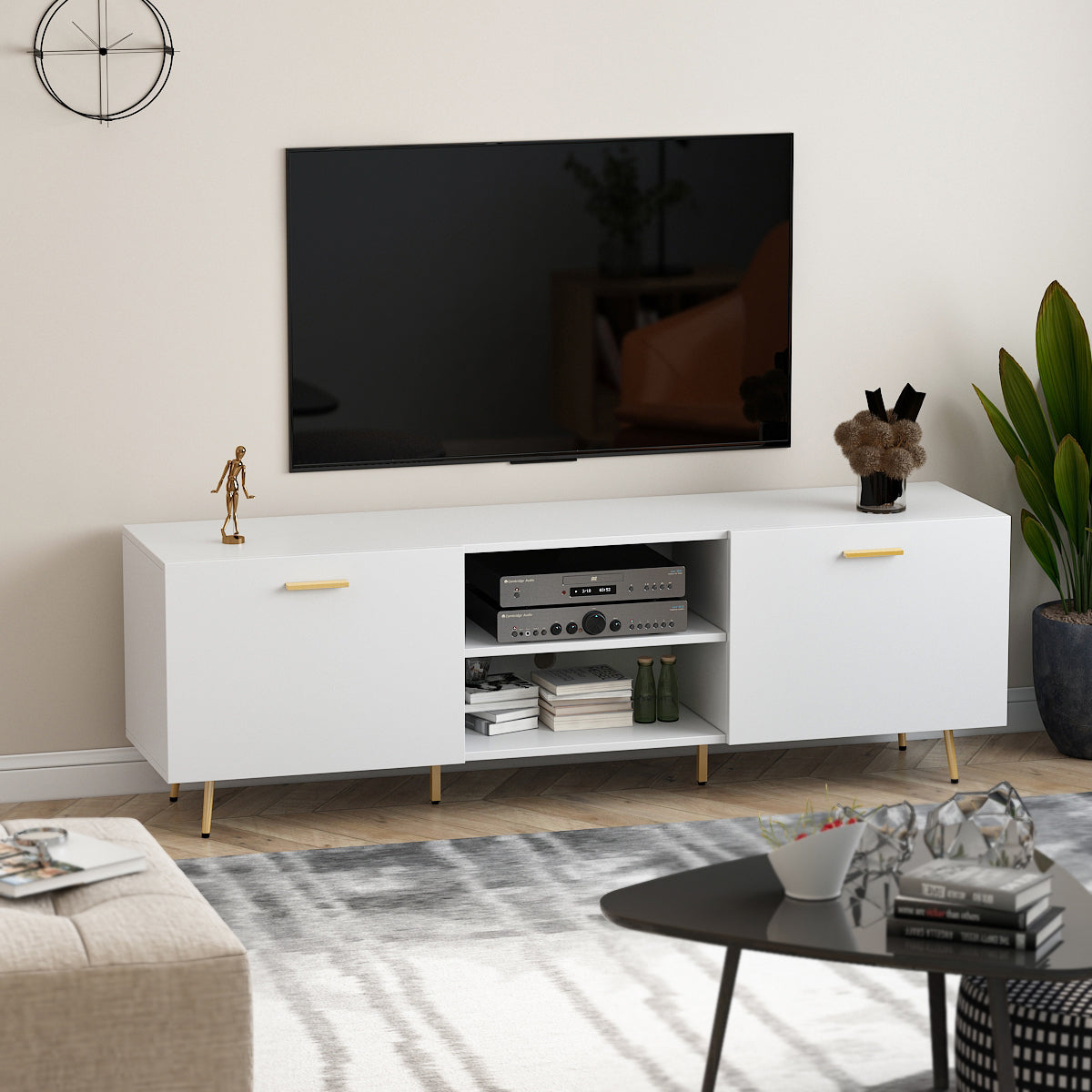 Morden TV Stand Storage Media Console Entertainment Center with Storage