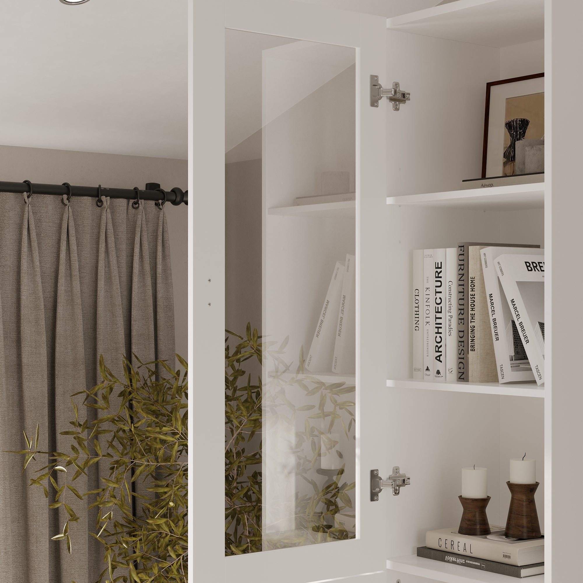 15.7'' W 5-Layer Little Bookcase With Glass Door