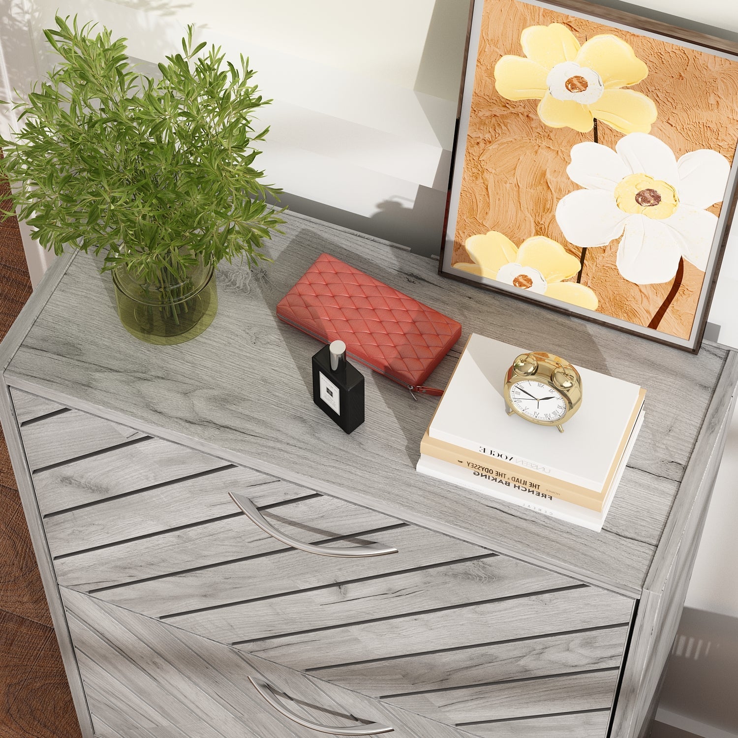 Rustic Shoe Organizer for Hallway Entryway Shoe Cabinet with 2 Flip Drawers