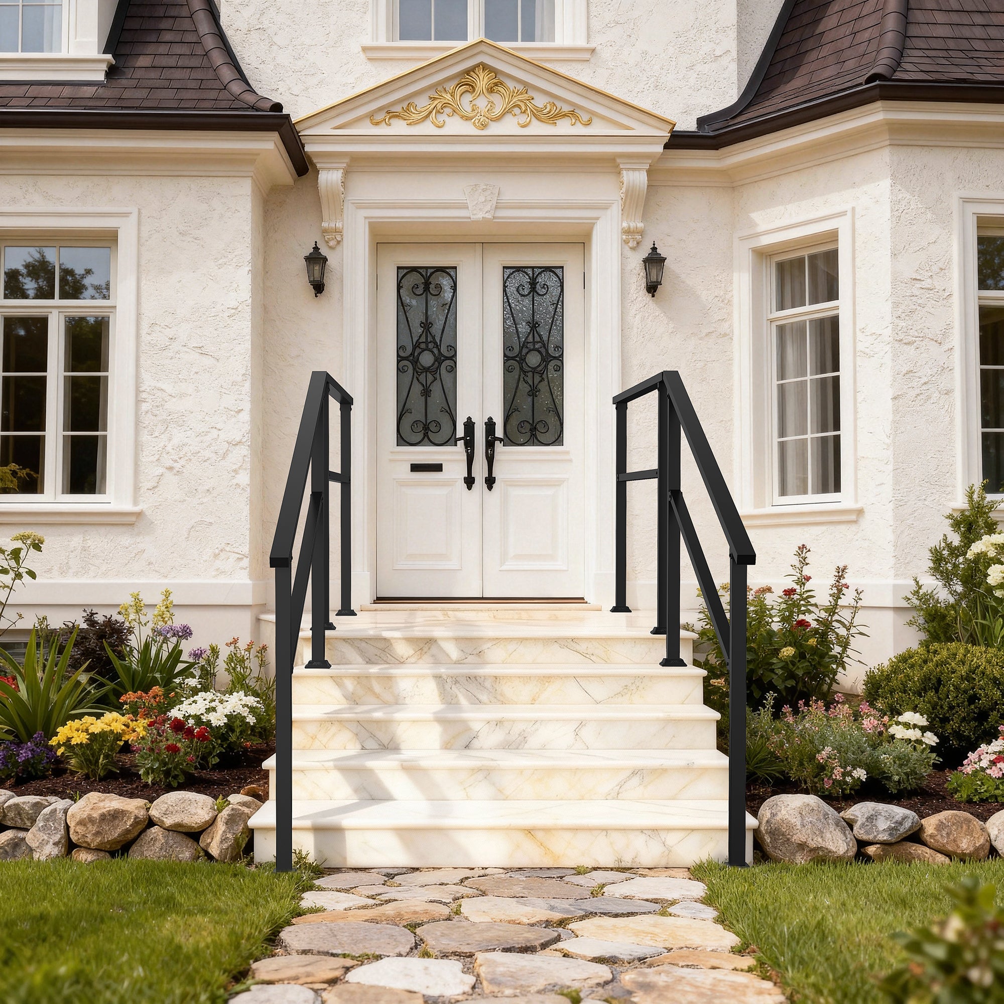 Stair Railing Kit Handrail Flexible Outdoor Deck Hand Rail(Set of 2)