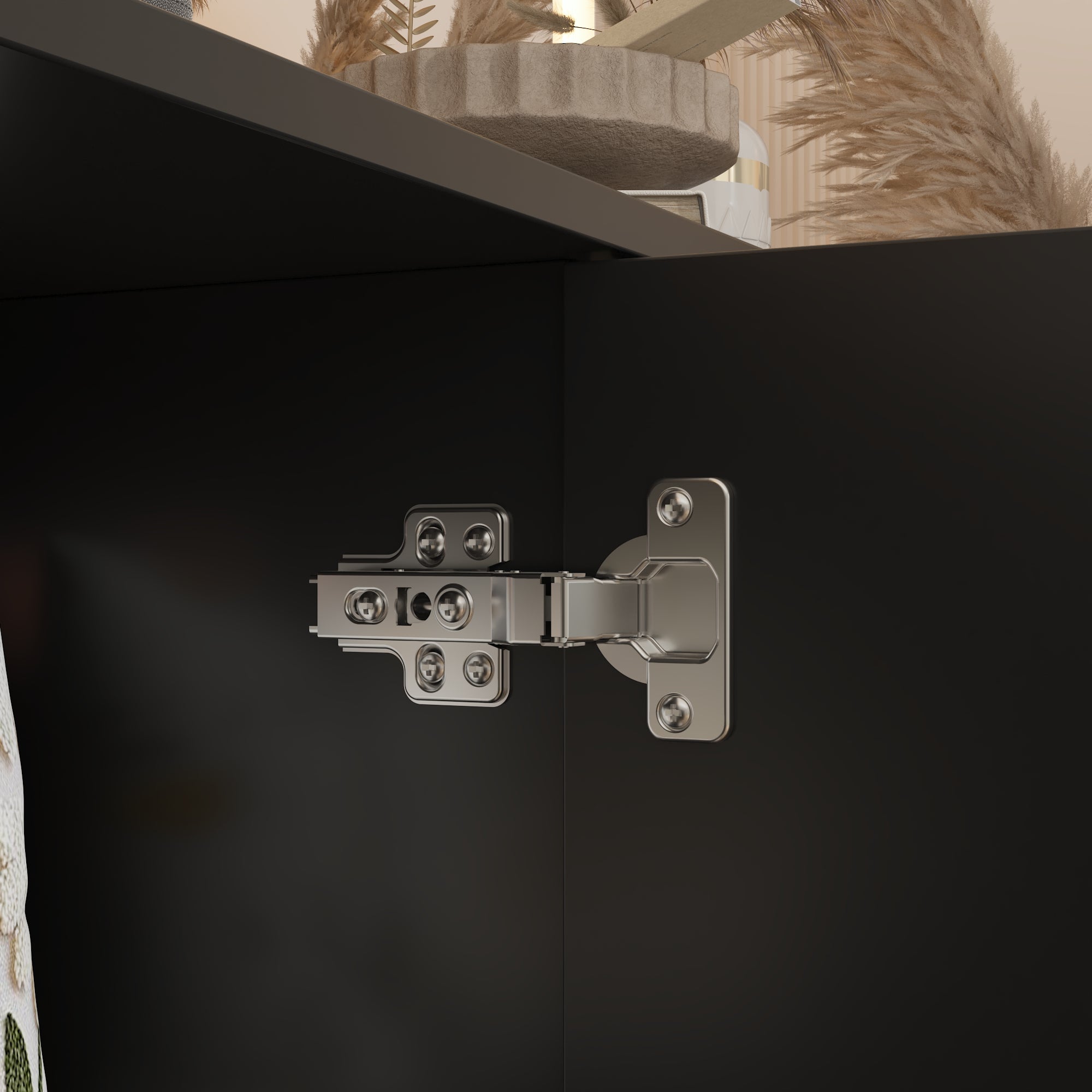 Sideboard Buffet Table Console Table in White Finish 4 U-Shaped Doors