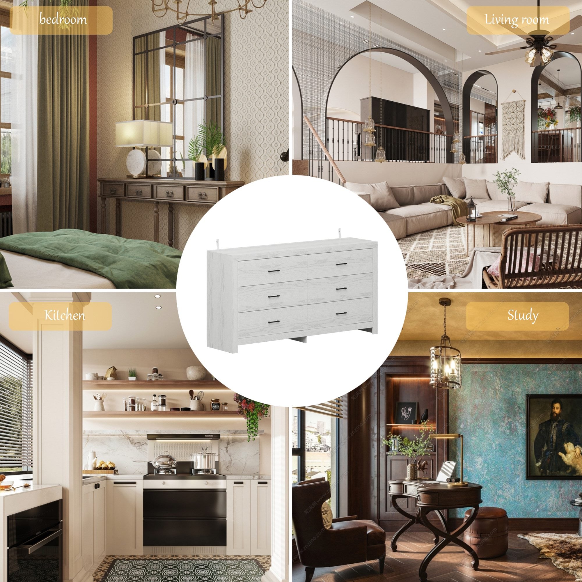 6-Drawer Dresser With Rustic Style