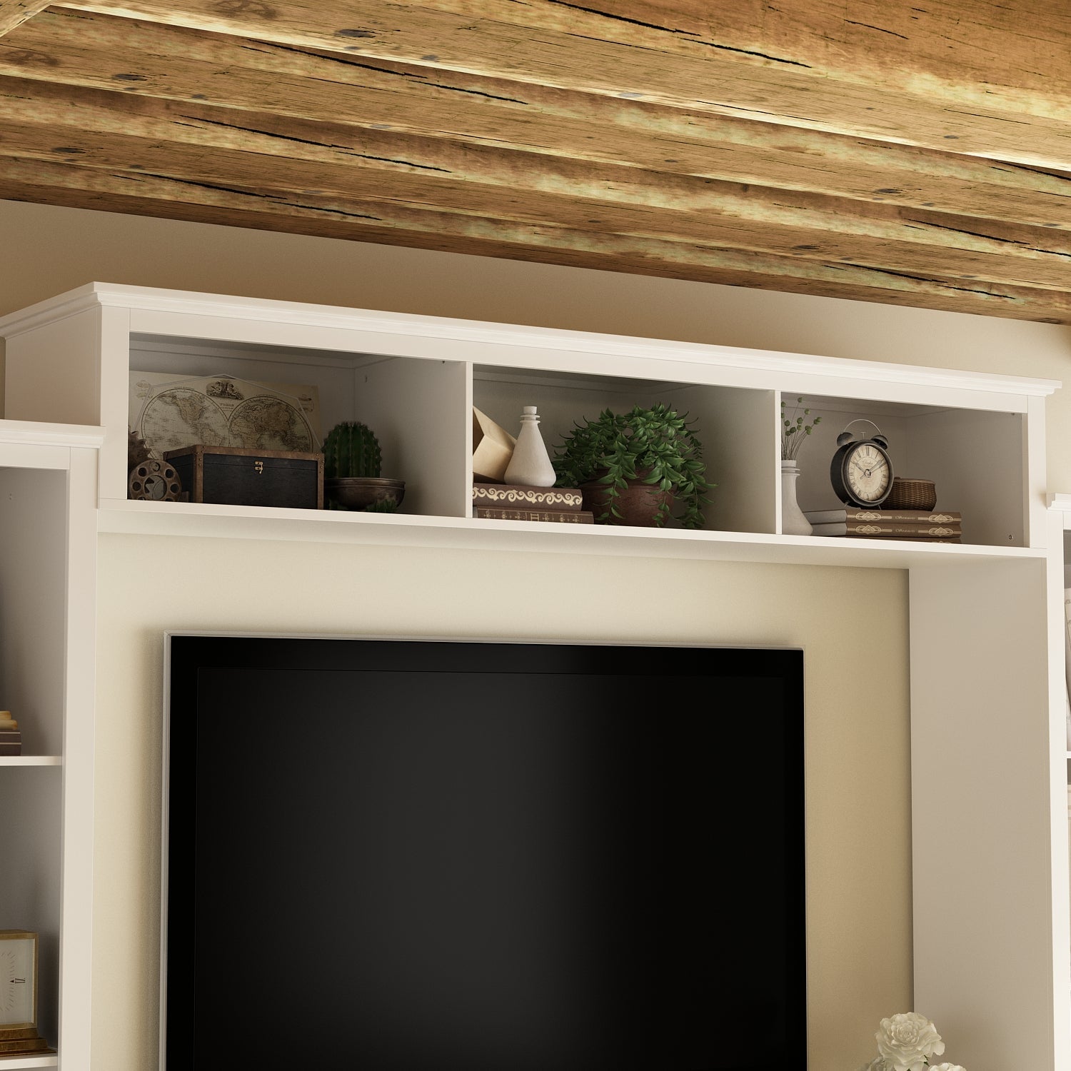 TV Stand Large Entertainment Wall Unit White Entertainment Center for Living Room