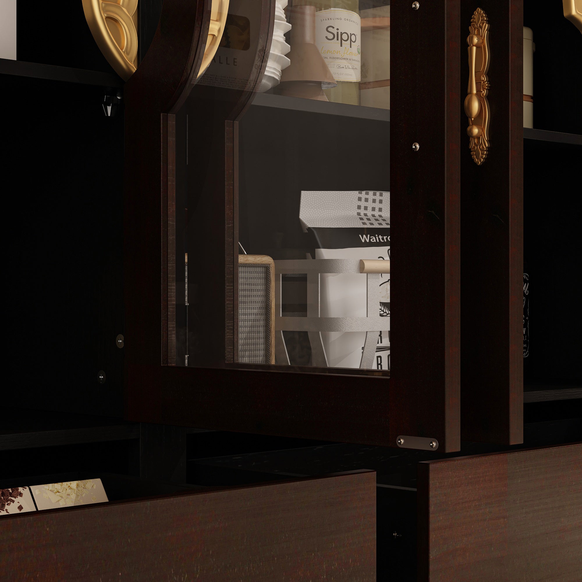 Elegant Soild Wood Modern Sideboard With 2 Doors And 2 Drawers, 39.4” Storage Cabinet With Adjustable Shelves, Versatile Console Table For Living Room Or Dining Room