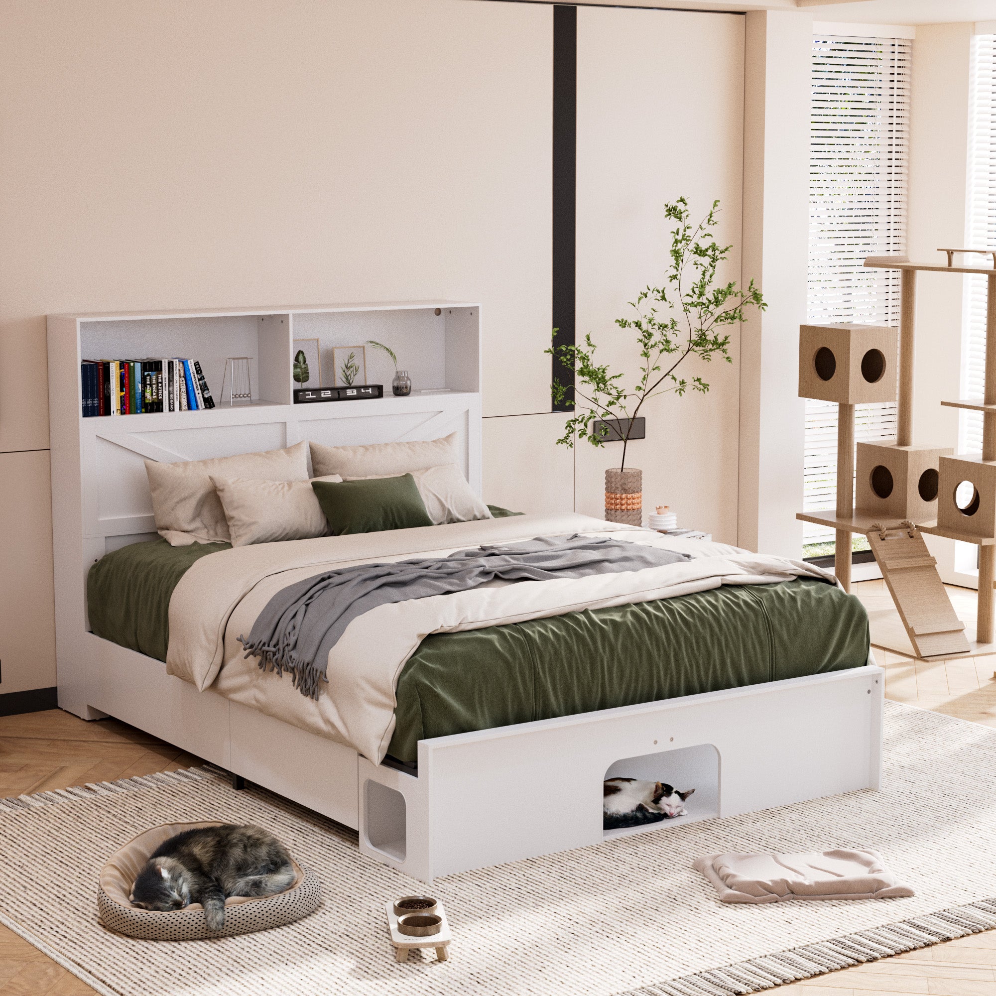 King Size Storage Bed With USB Port And Light Strip