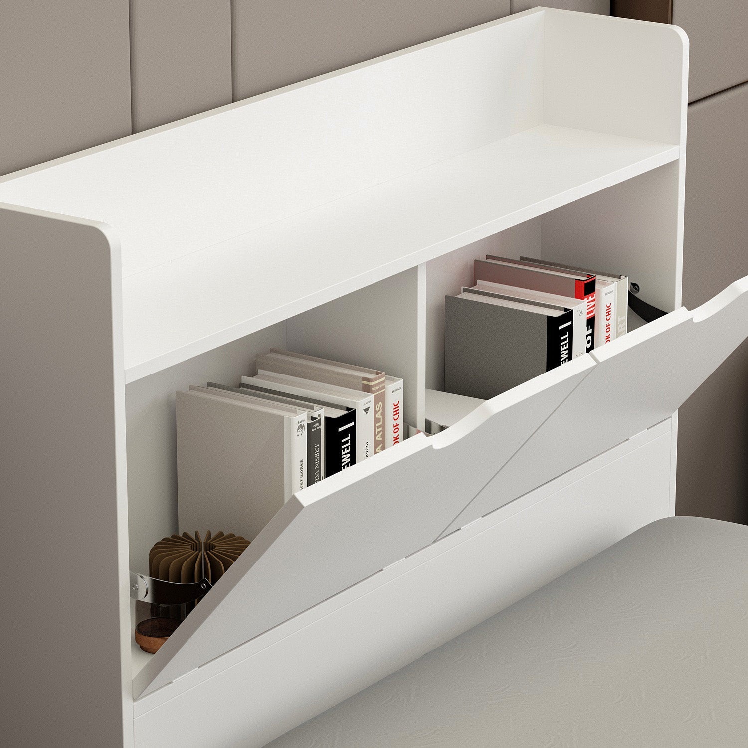 Platform Storage Queen Bed with Storage Headboard and 2 Drawers