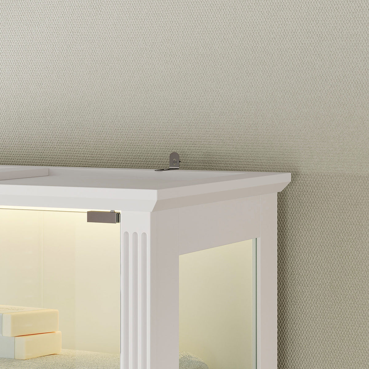 Elegant Bathroom Cabinet With Glass Doors & Smart LED Light