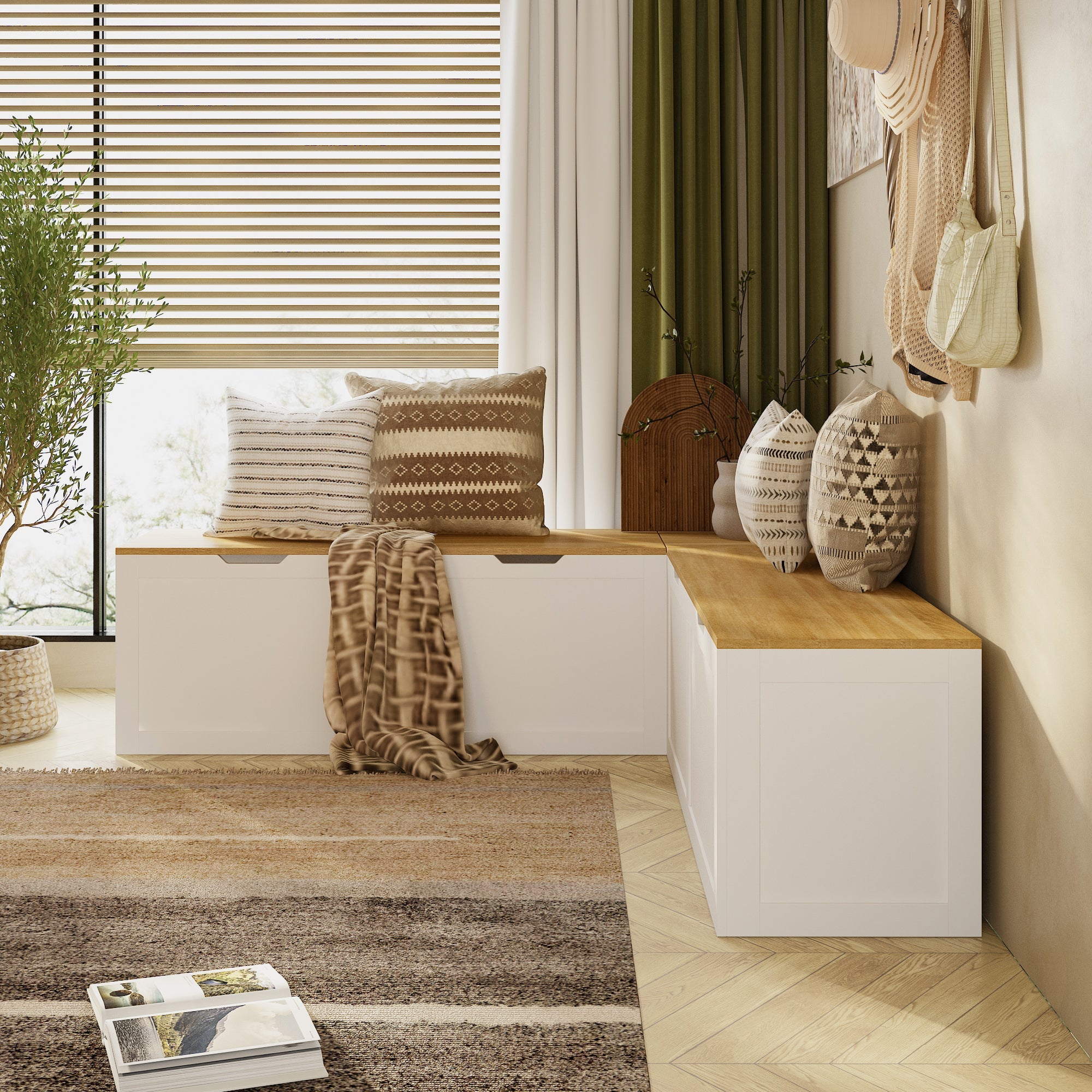 Corner Shoe Storage Bench