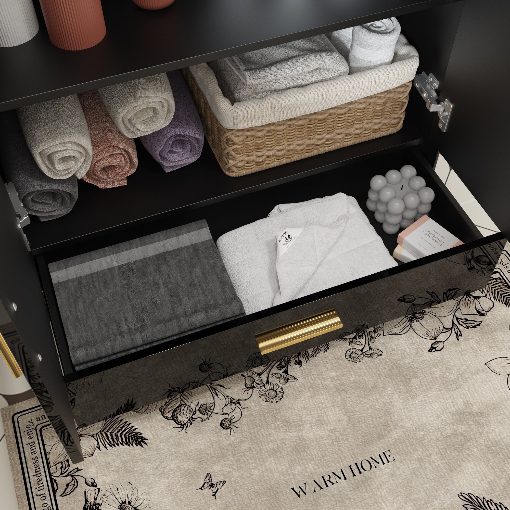 Black High Gloss Bathroom Vanity With Ceramic Sink