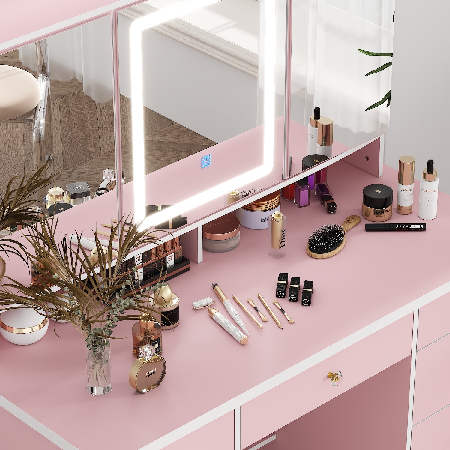 Home Makeup Dressing Table with Mirror & Lamp